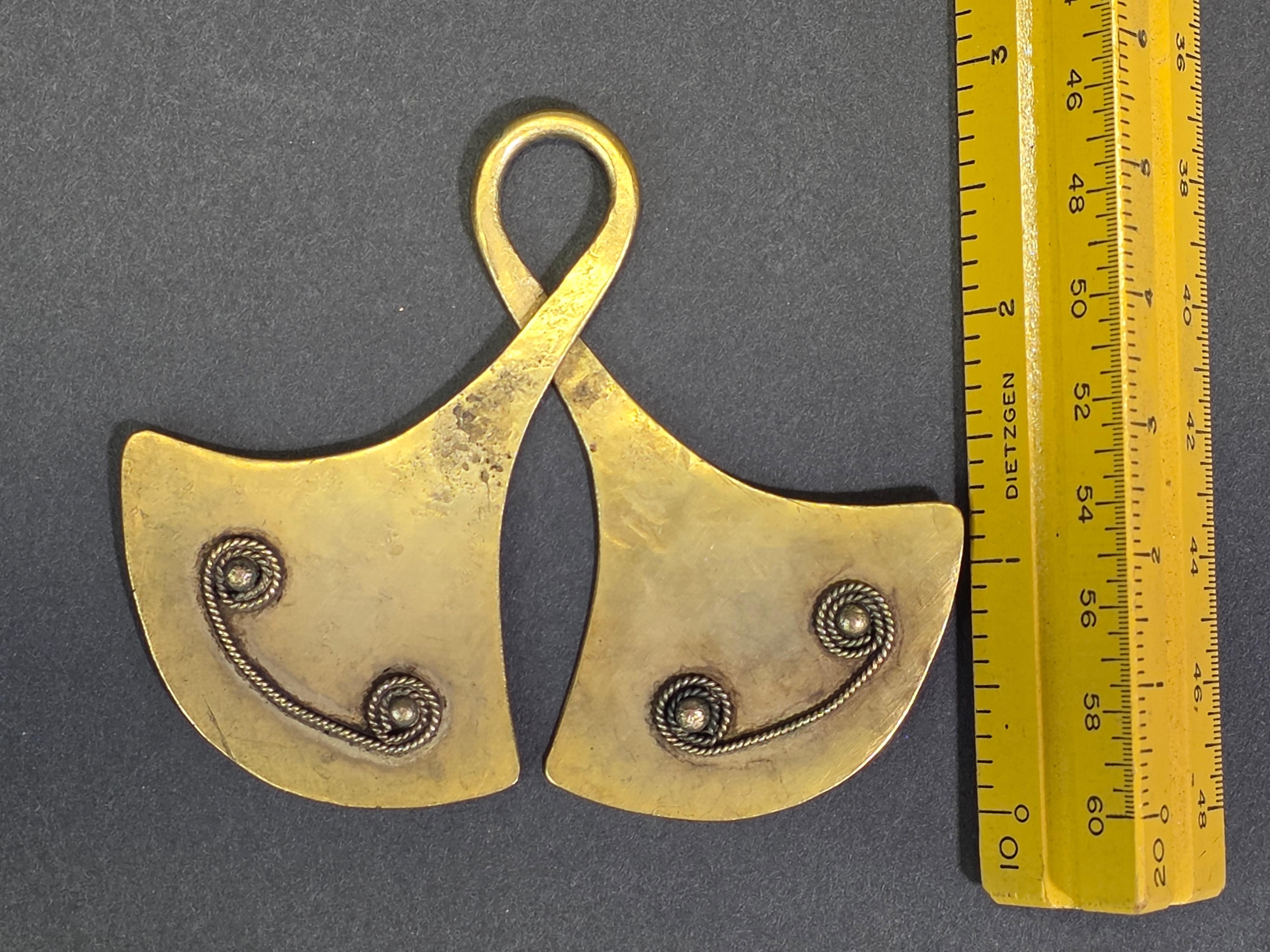 Vintage Indonesia Flores Island Ngada Taka Pendant Brass Bronze Tribal Art 3"