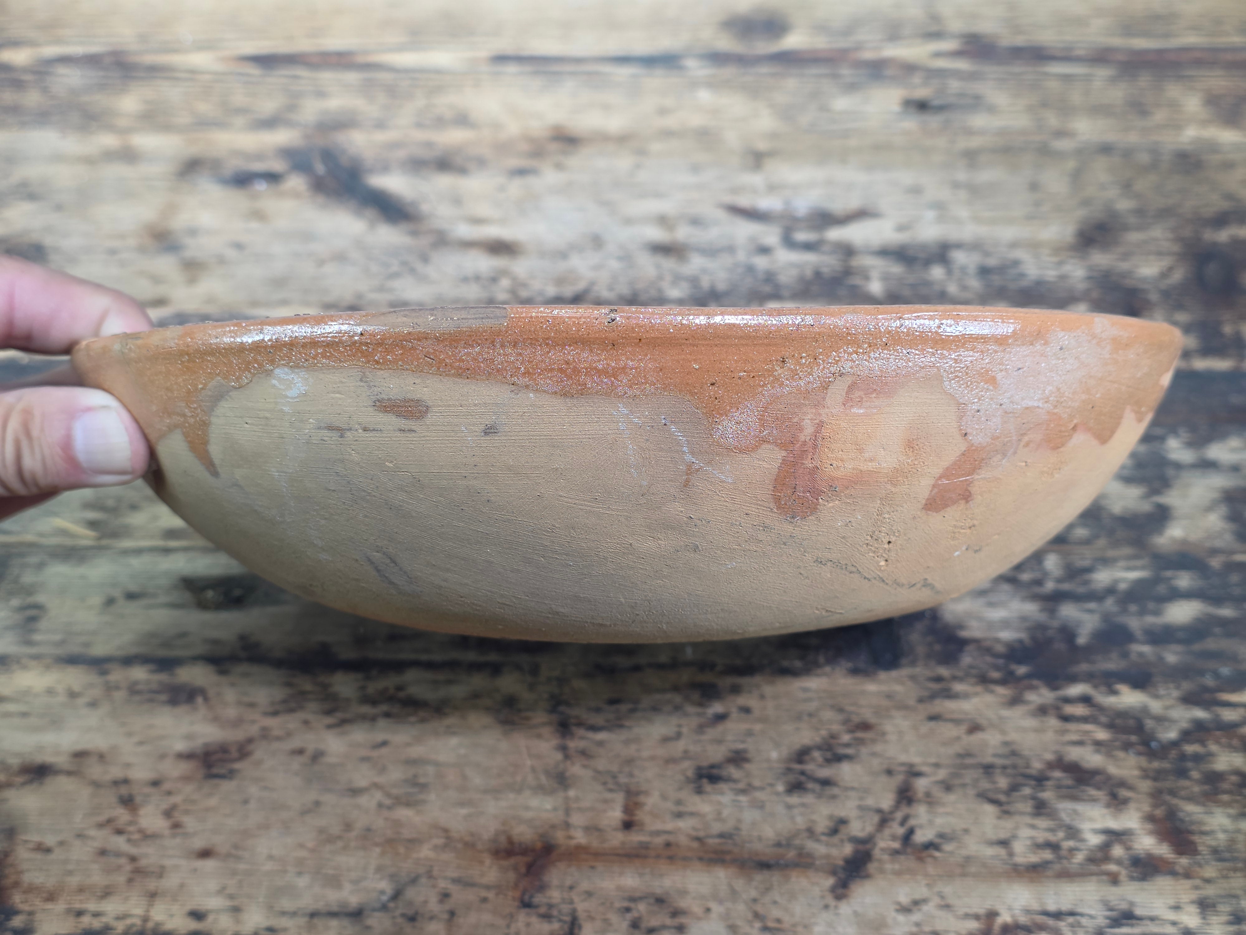 Vintage Mexican Folk Art Pottery Redware Terracotta Bowl Eagle Snake Mexico Coat