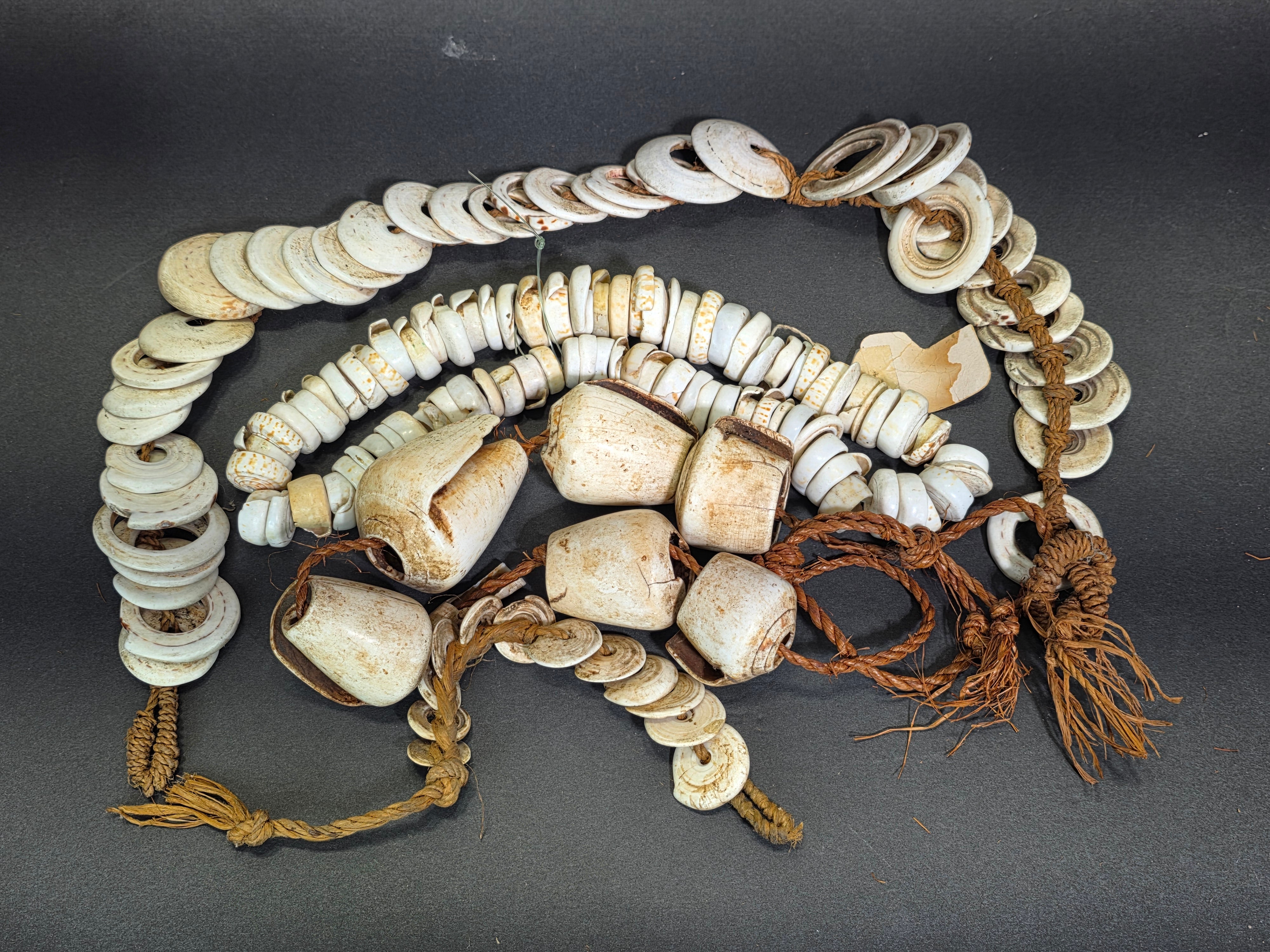 Antique 1880s-1920s Papua New Guinea Shell Currency Necklace Lot Kula Conus Naga