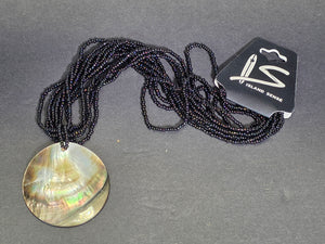 Island Sense Black Mother of Pearl Shell Necklace Multi Strand Seed Bead Hawaii