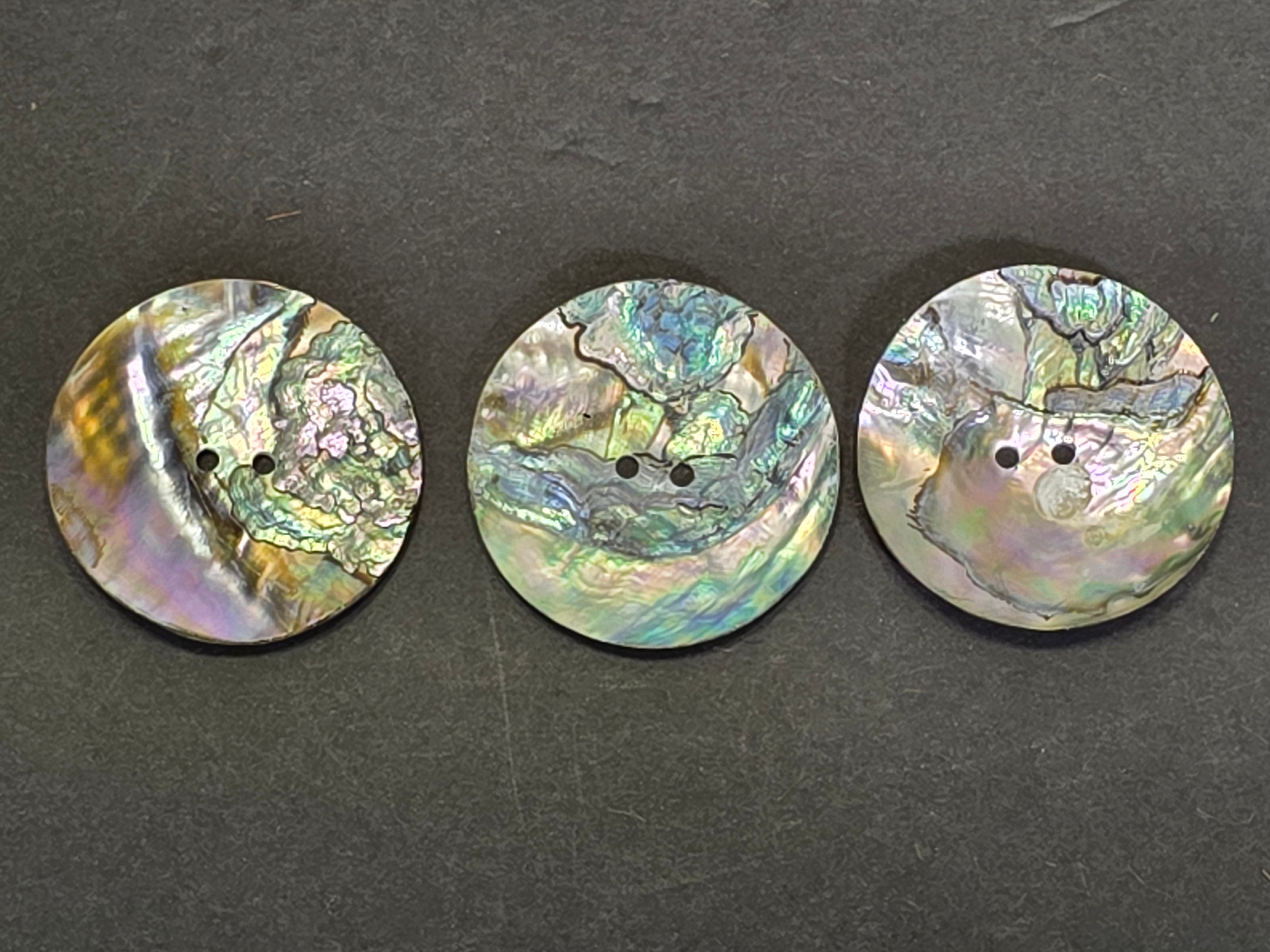 Vintage Abalone Shell Buttons Mother of Pearl Cabochon Loose Lot of 6 Craft