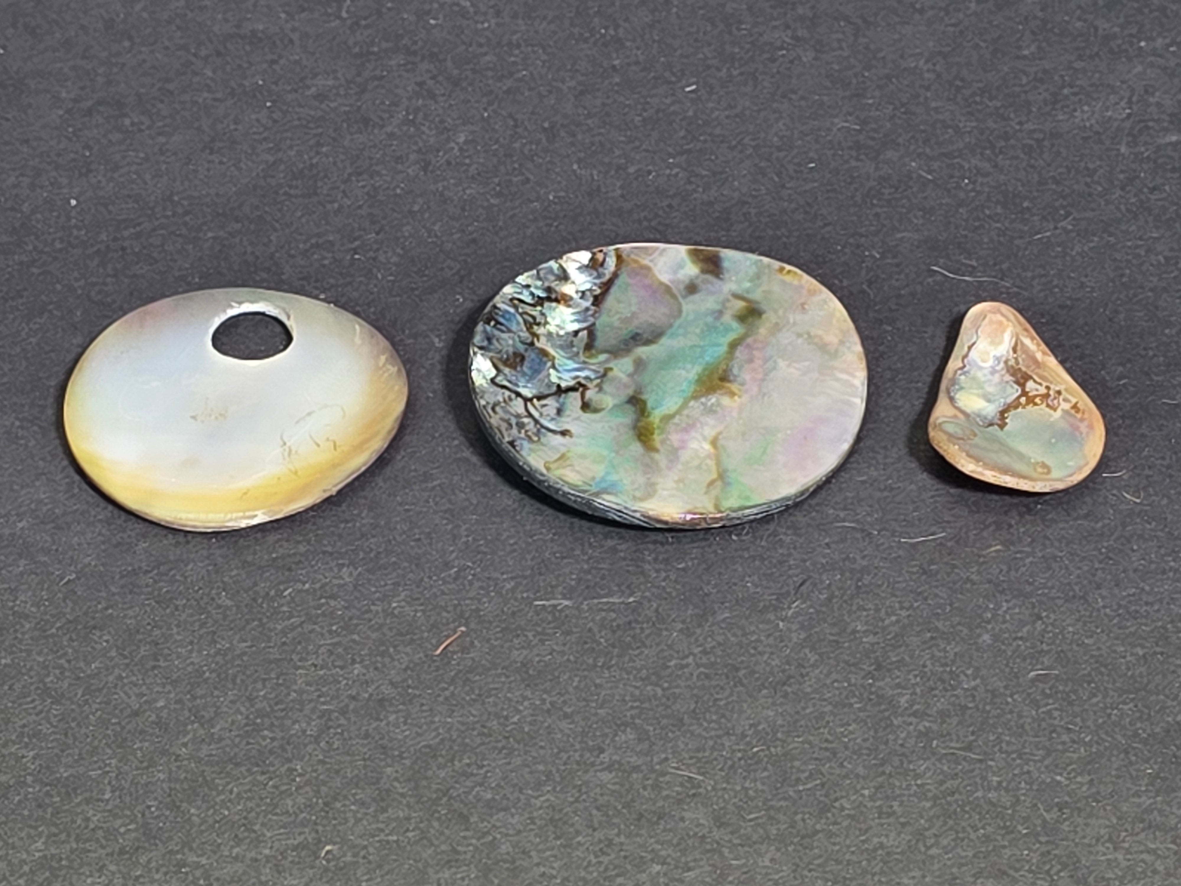 Vintage Abalone Shell Buttons Mother of Pearl Cabochon Loose Lot of 6 Craft