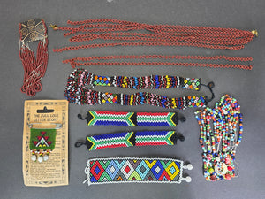 Vintage Zulu Beadwork Jewelry Lot South African Love Letter Necklace Bracelet