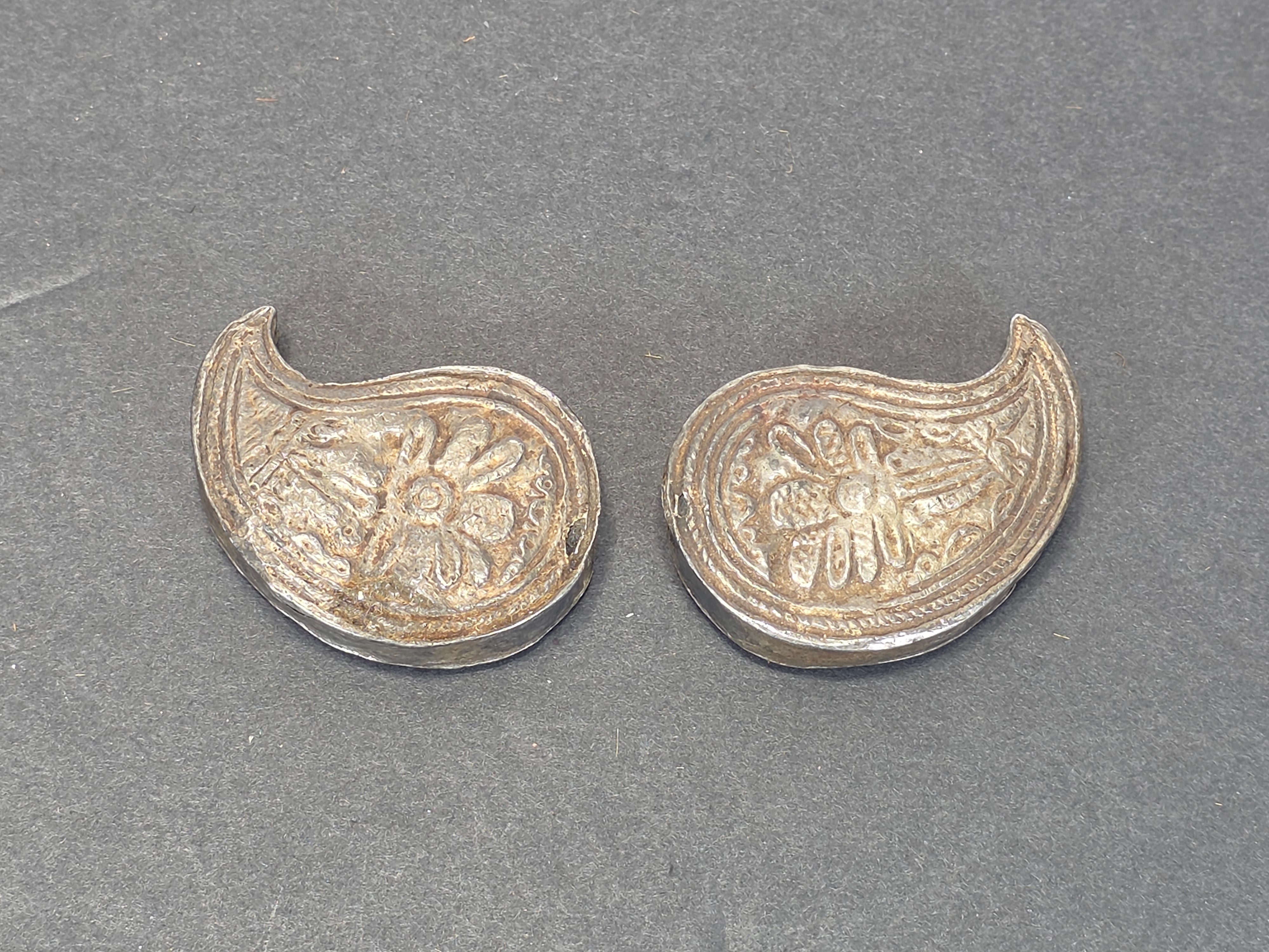 Antique Ottoman Kemer Silver Belt Buckle Pafta 2 Pieces Early 20th