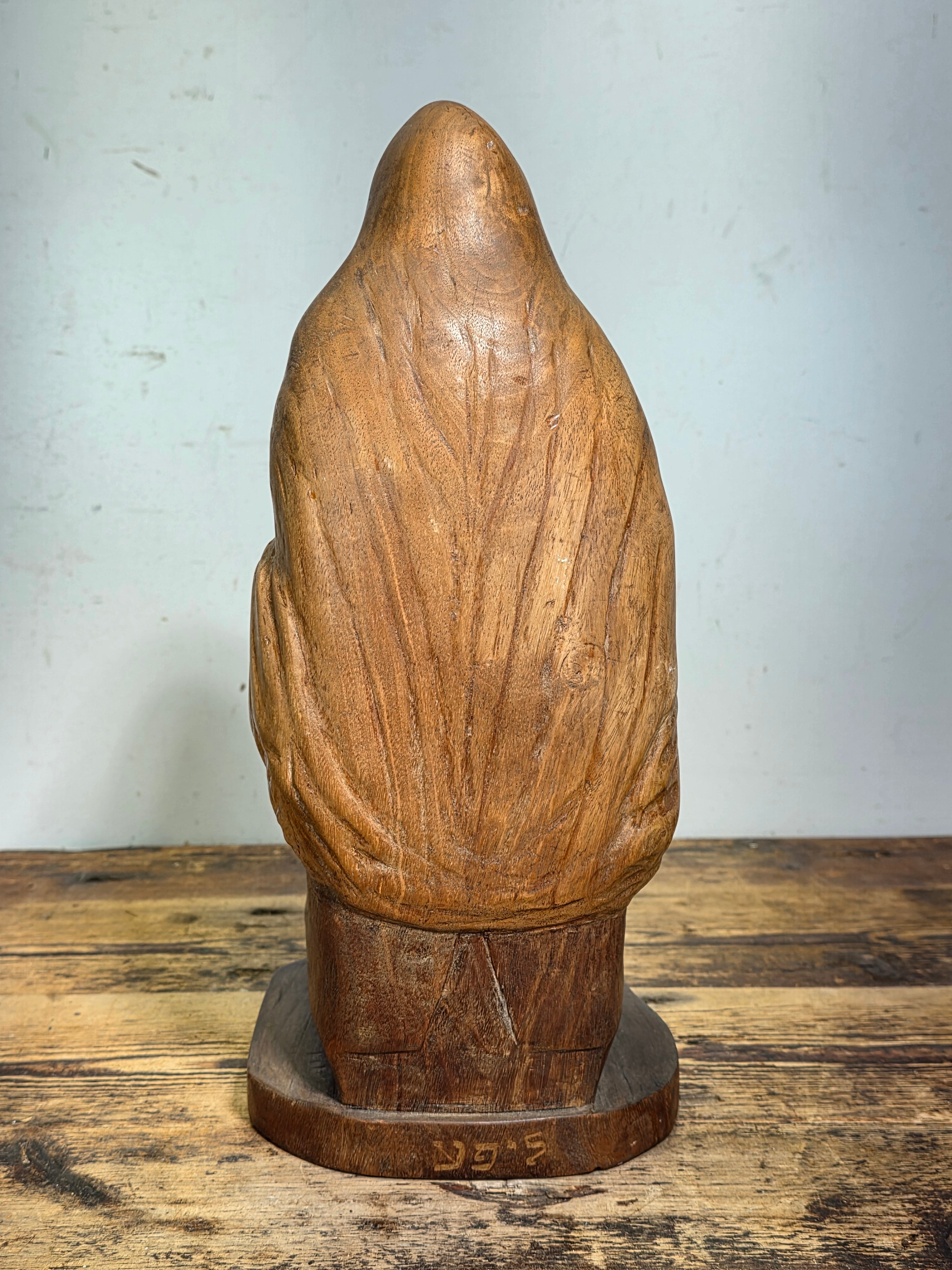 Vtg Hand Carved Wood Moses Rabbi Statue Signed Lipe Hebrew Jewish Judaica 15"