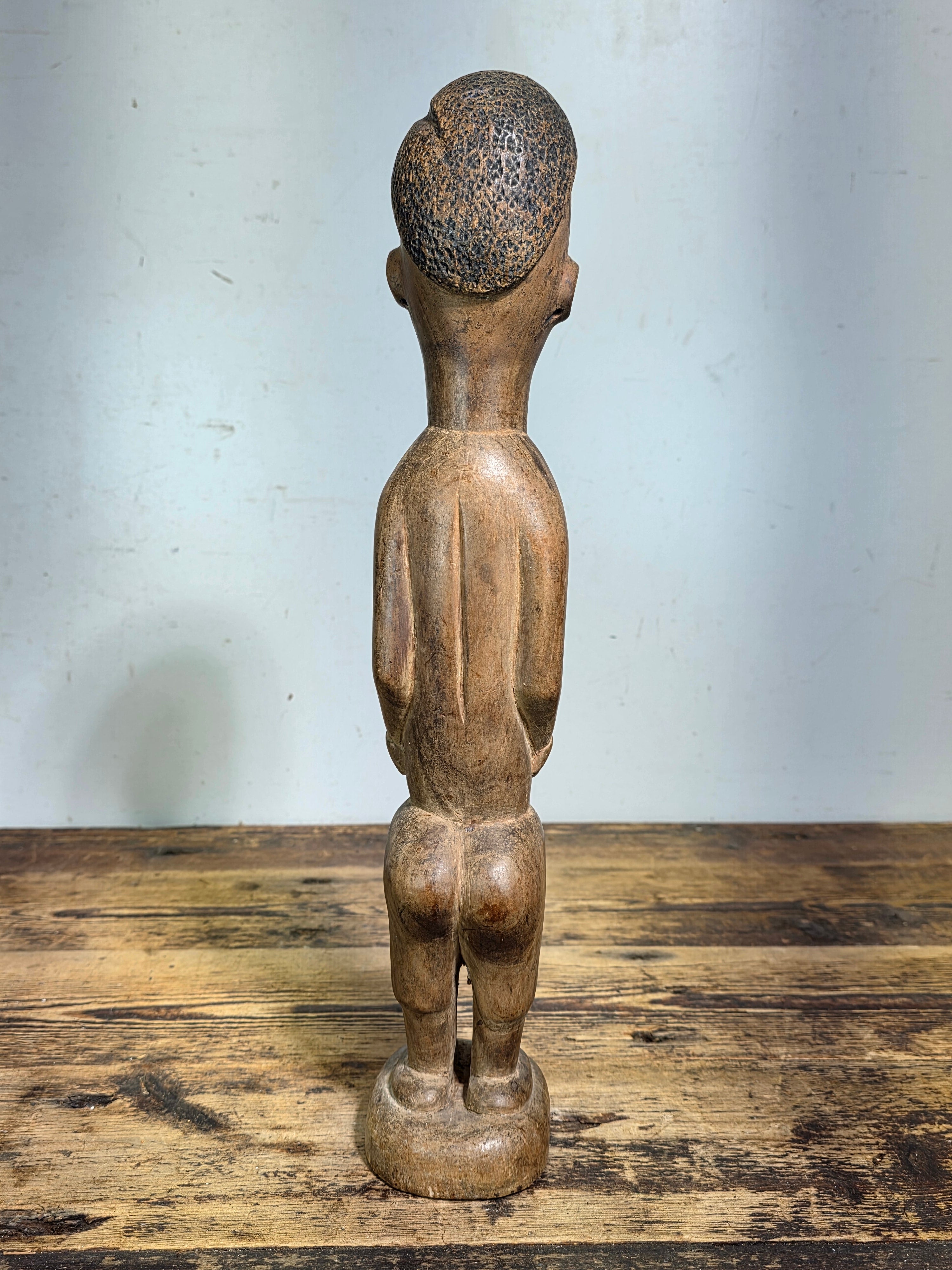 Baule Blolo Bla Female Figure Hand Carved Wood African Statue Ivory Coast 17"