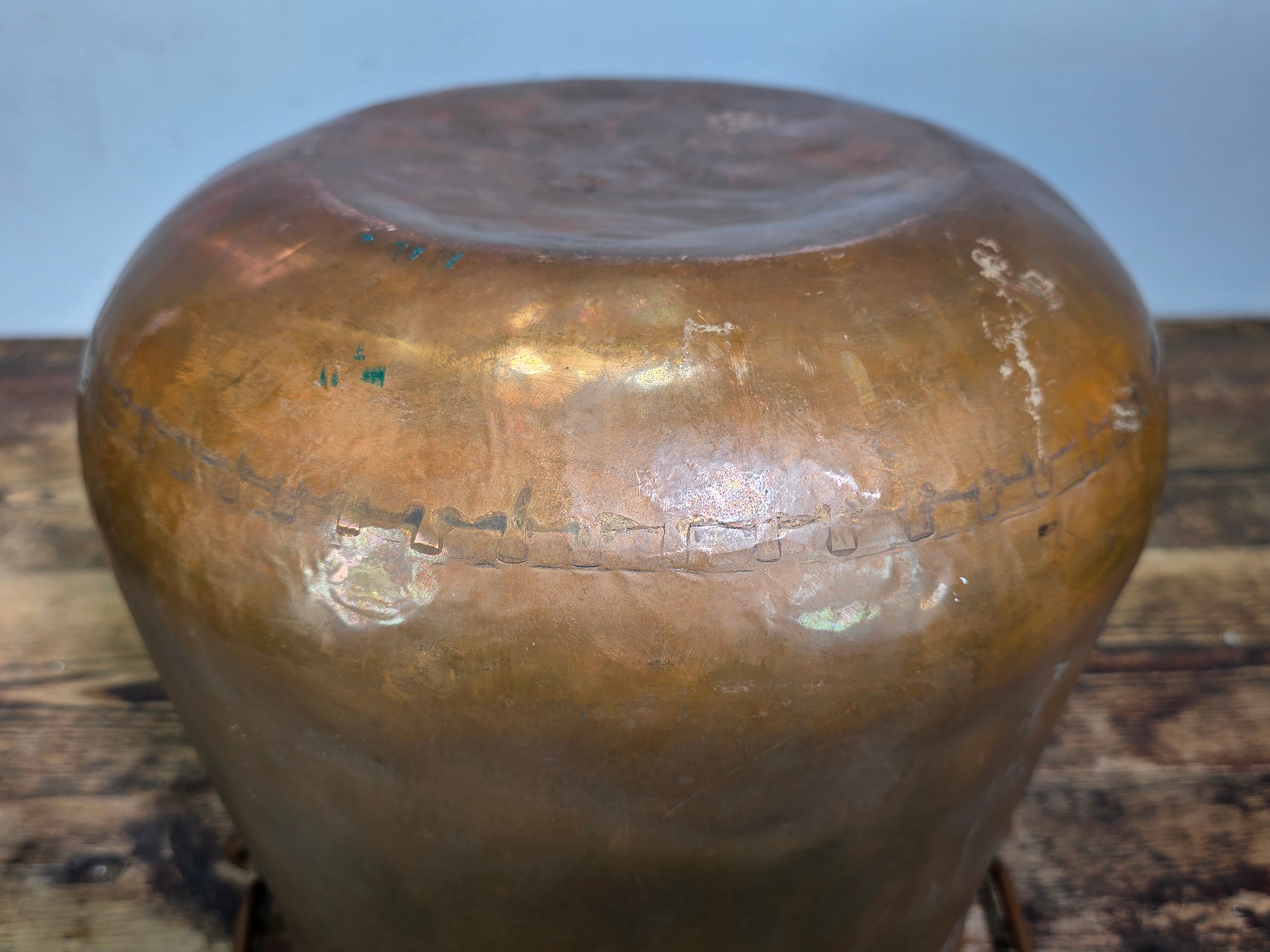 Vtg Holland Copper Cauldron Pot Large Fireplace Coal Bucket Planter Bail Handle