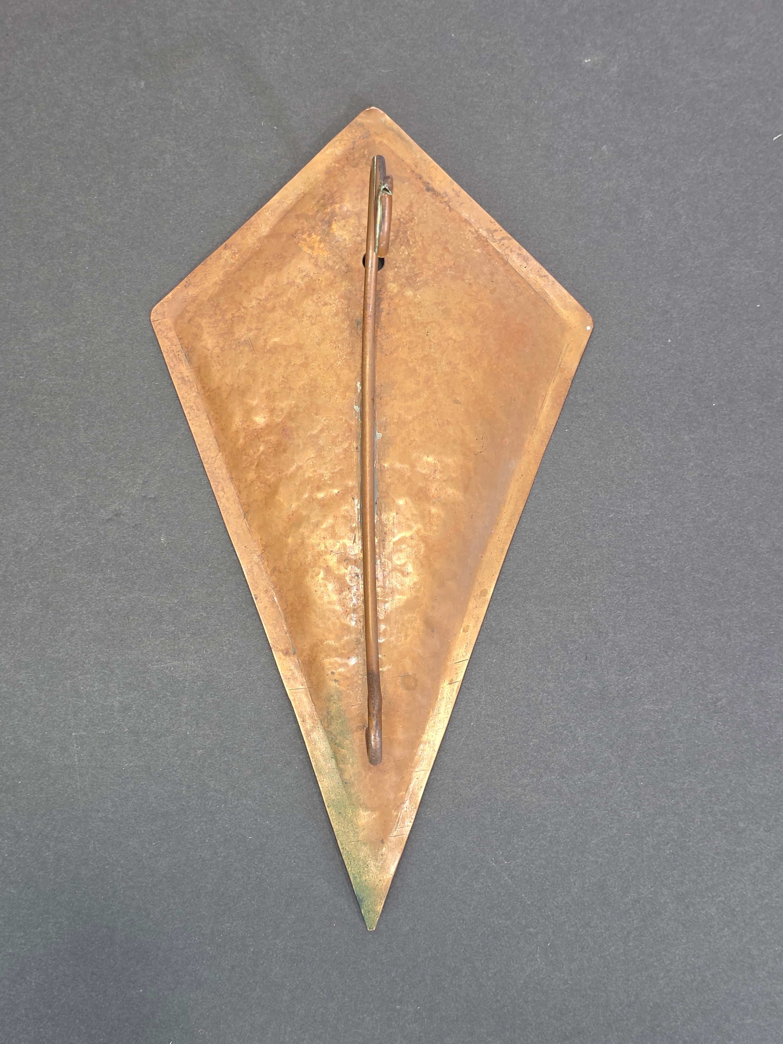 Vintage Hammered Copper Diamond Wall Hook Antique Arts Crafts Style Sconce
