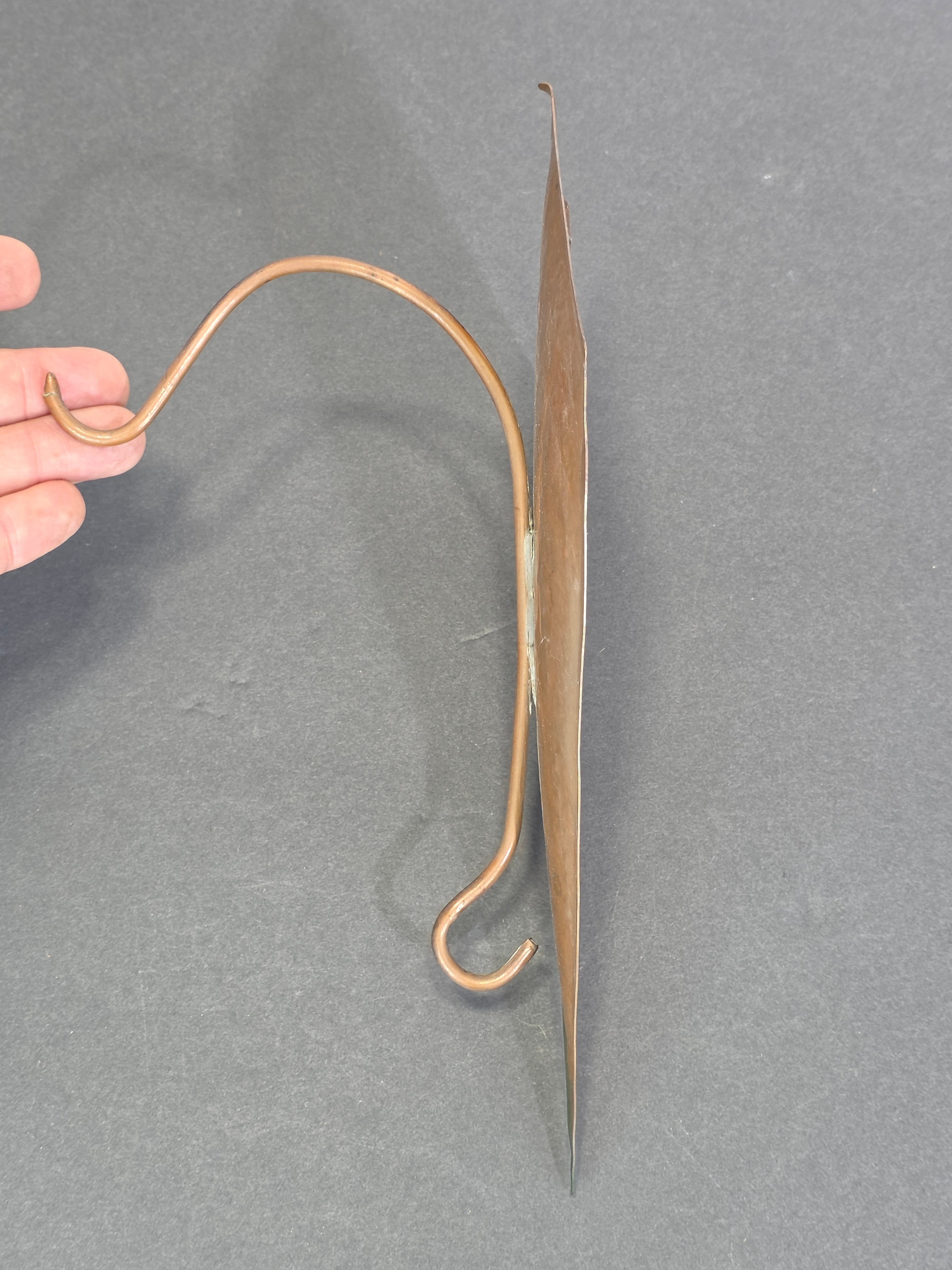 Vintage Hammered Copper Diamond Wall Hook Antique Arts Crafts Style Sconce