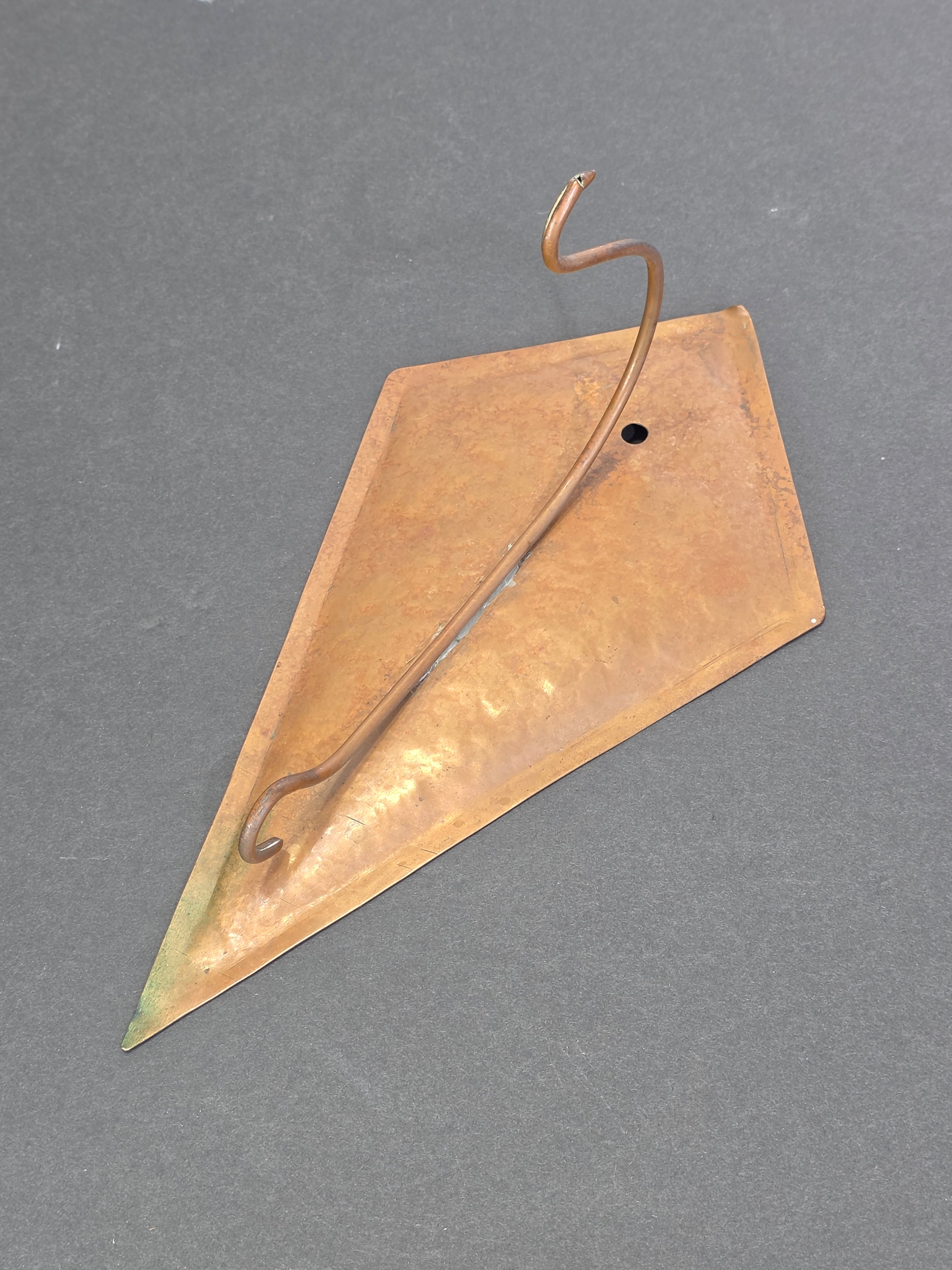 Vintage Hammered Copper Diamond Wall Hook Antique Arts Crafts Style Sconce