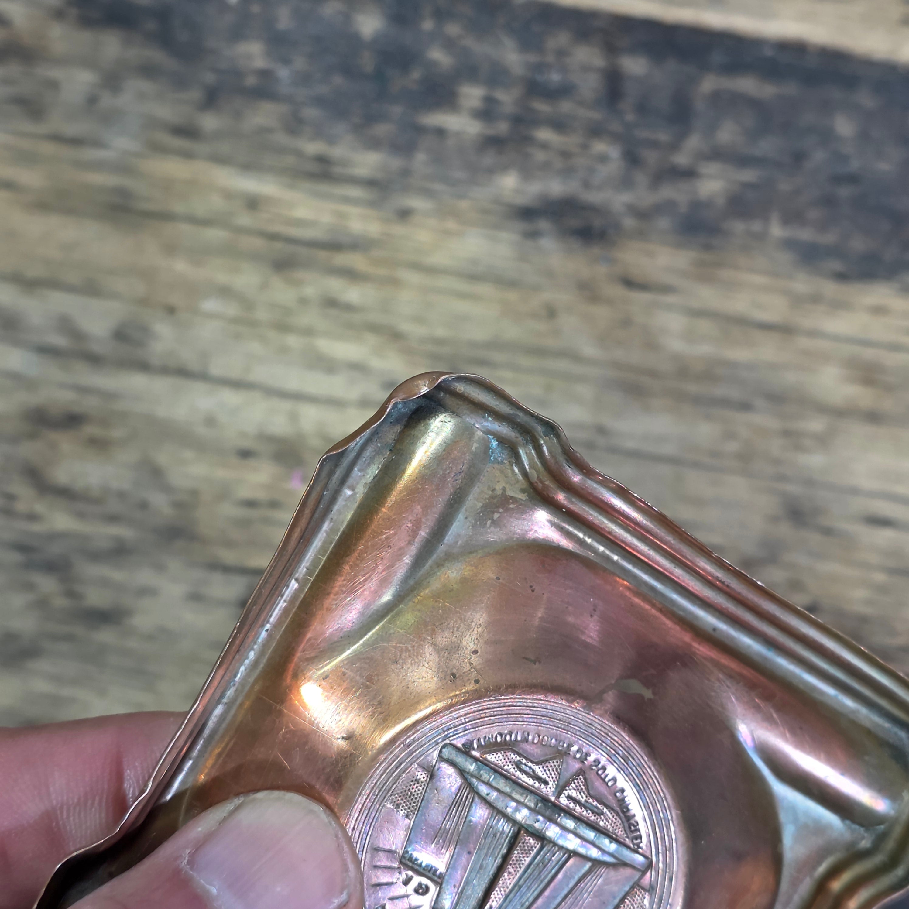 1933 Chicago Worlds Fair Chrysler Copper Ashtray France Pornic Coat of Arms Lot