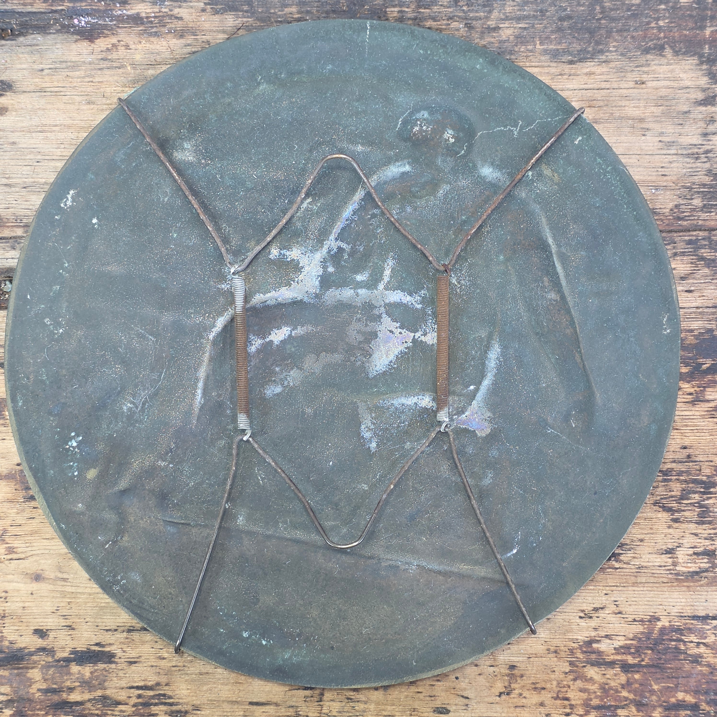 HUGE 8.5" Antique French Art Deco Bronze Wall Plaque Medal Office National Blin