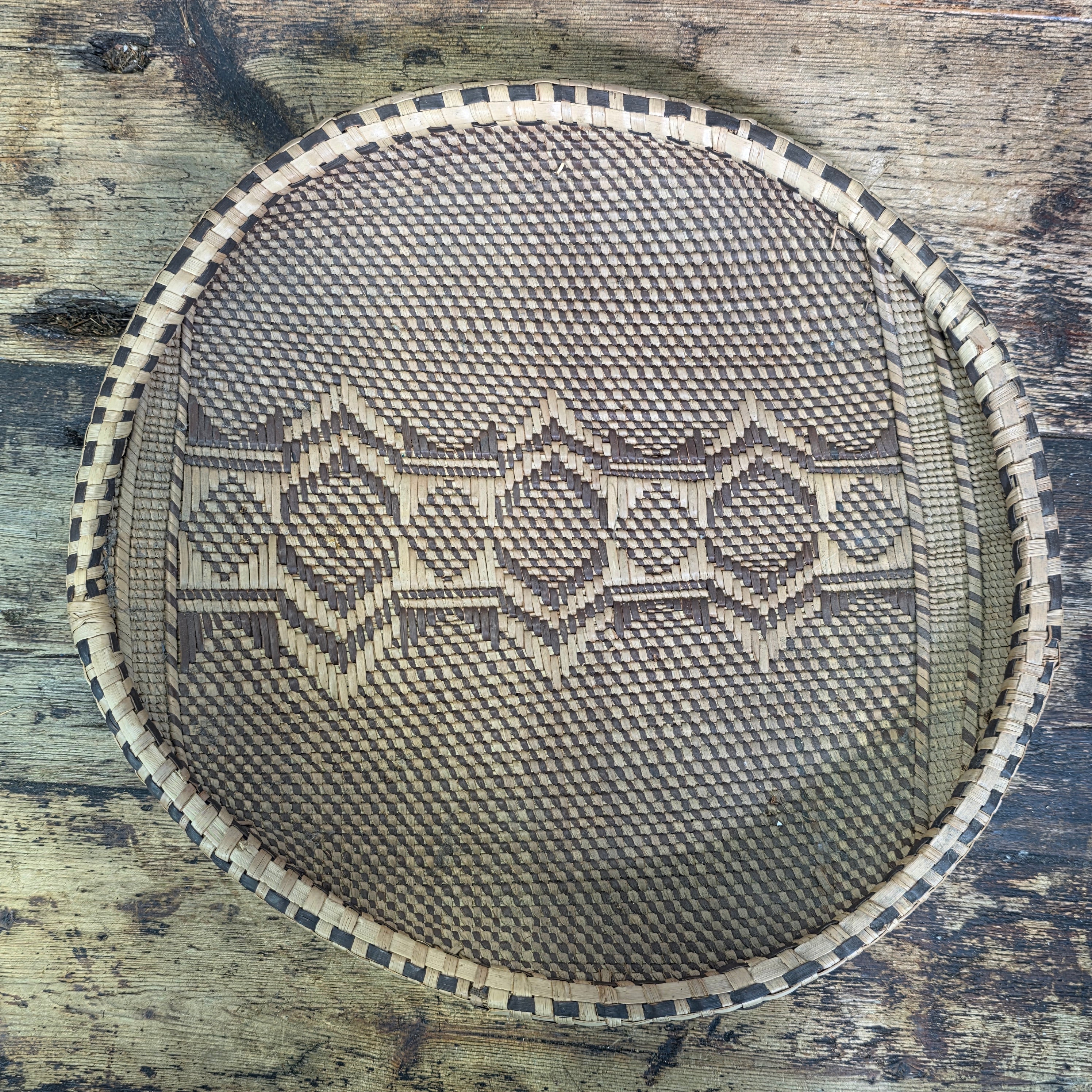 3pc Vintage Tonga Binga Basket Set African Wall Decor Boho Woven Winnowing Tray