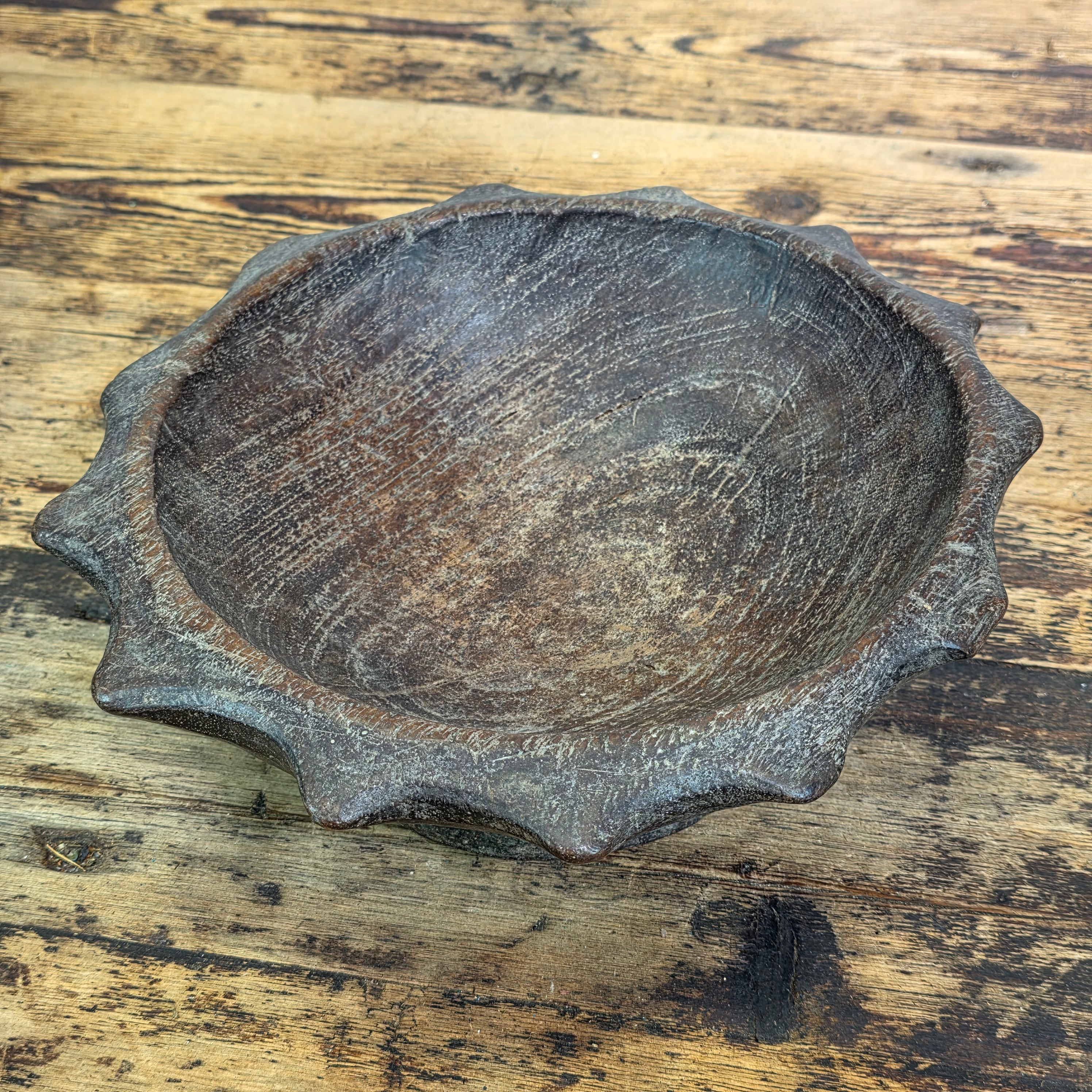 Antique Ifugao Duyu Wooden Bowl Philippines Ritual Hand Carved Primitive