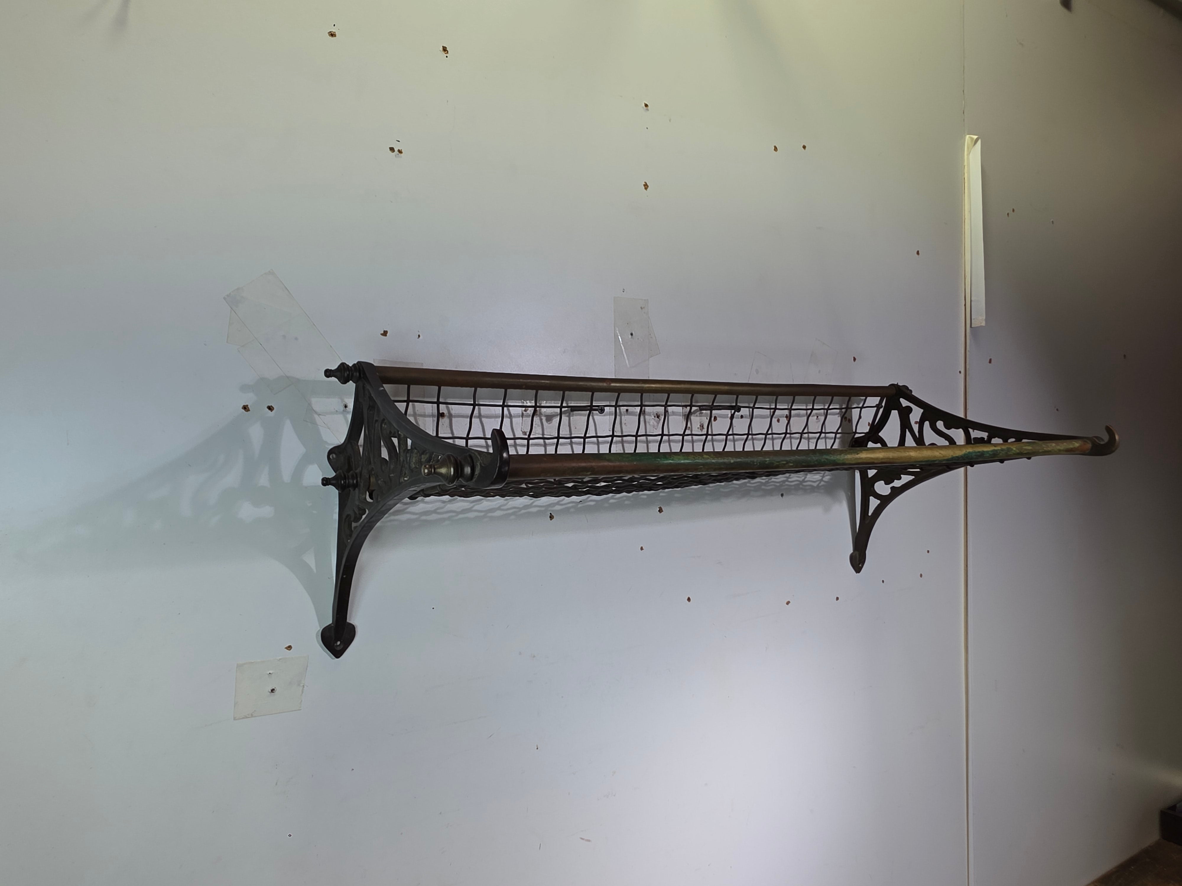 Antique Brass NSW Railway Train Luggage Hat Rack Vintage Industrial Wall Shelf
