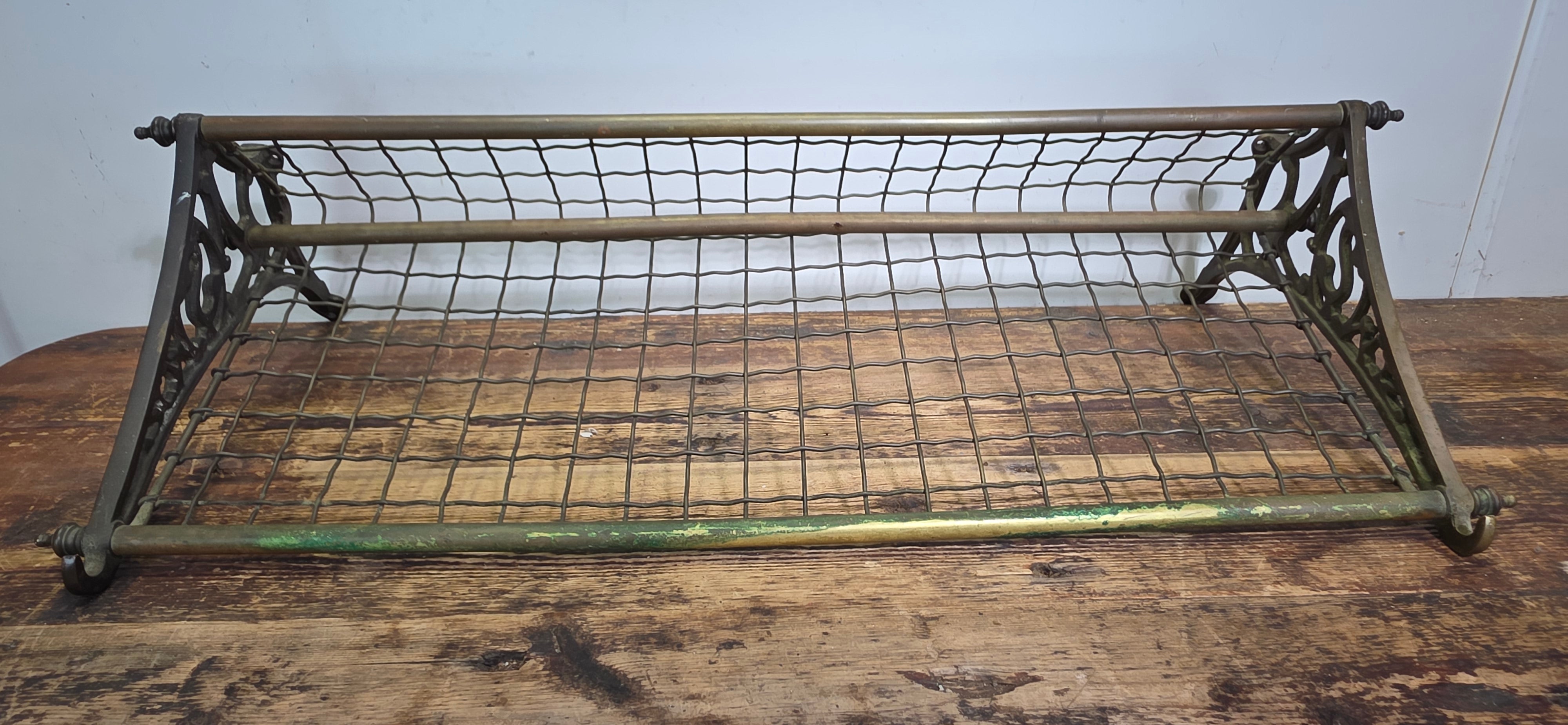 Antique Brass NSW Railway Train Luggage Hat Rack Vintage Industrial Wall Shelf