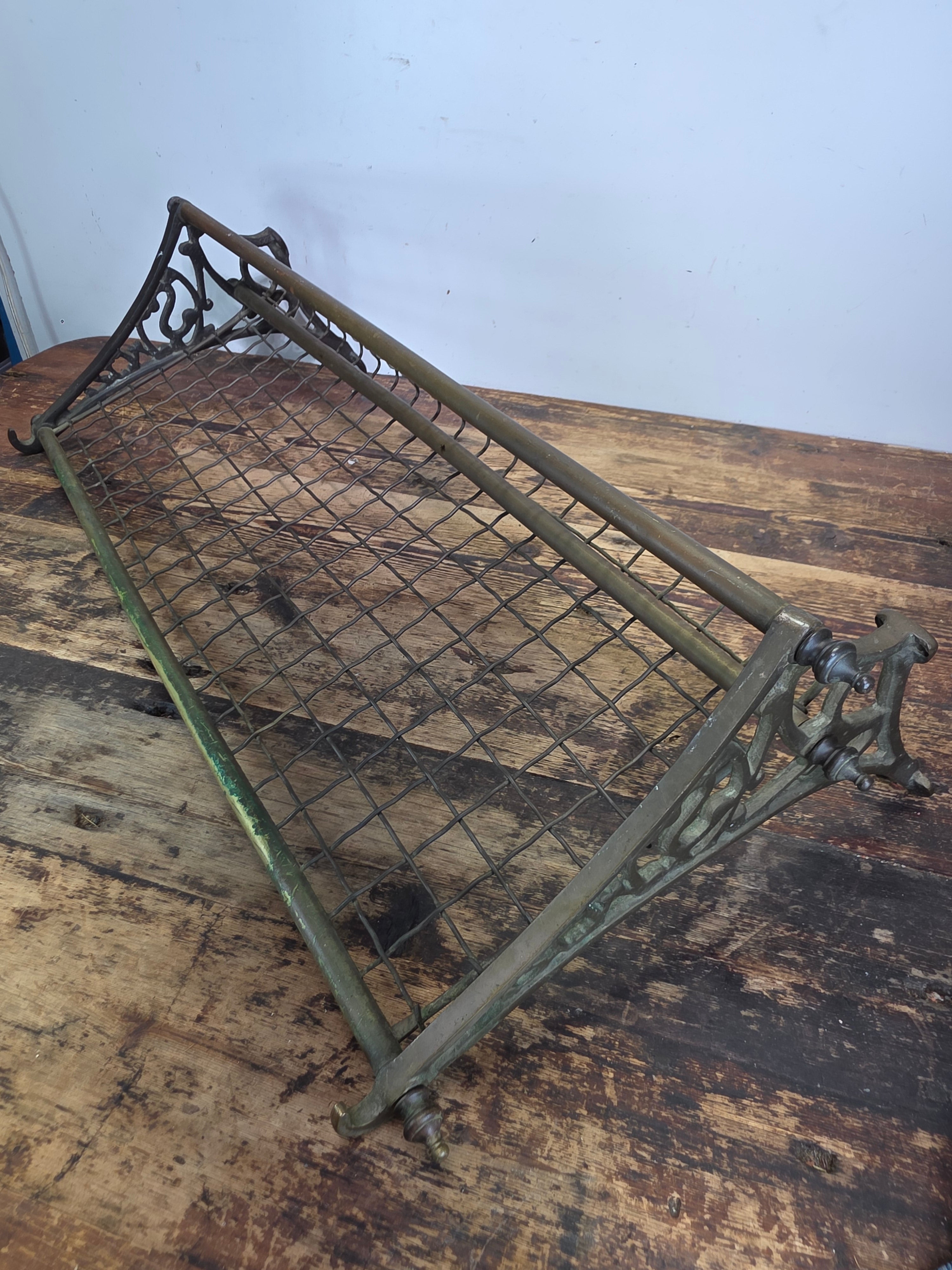 Antique Brass NSW Railway Train Luggage Hat Rack Vintage Industrial Wall Shelf
