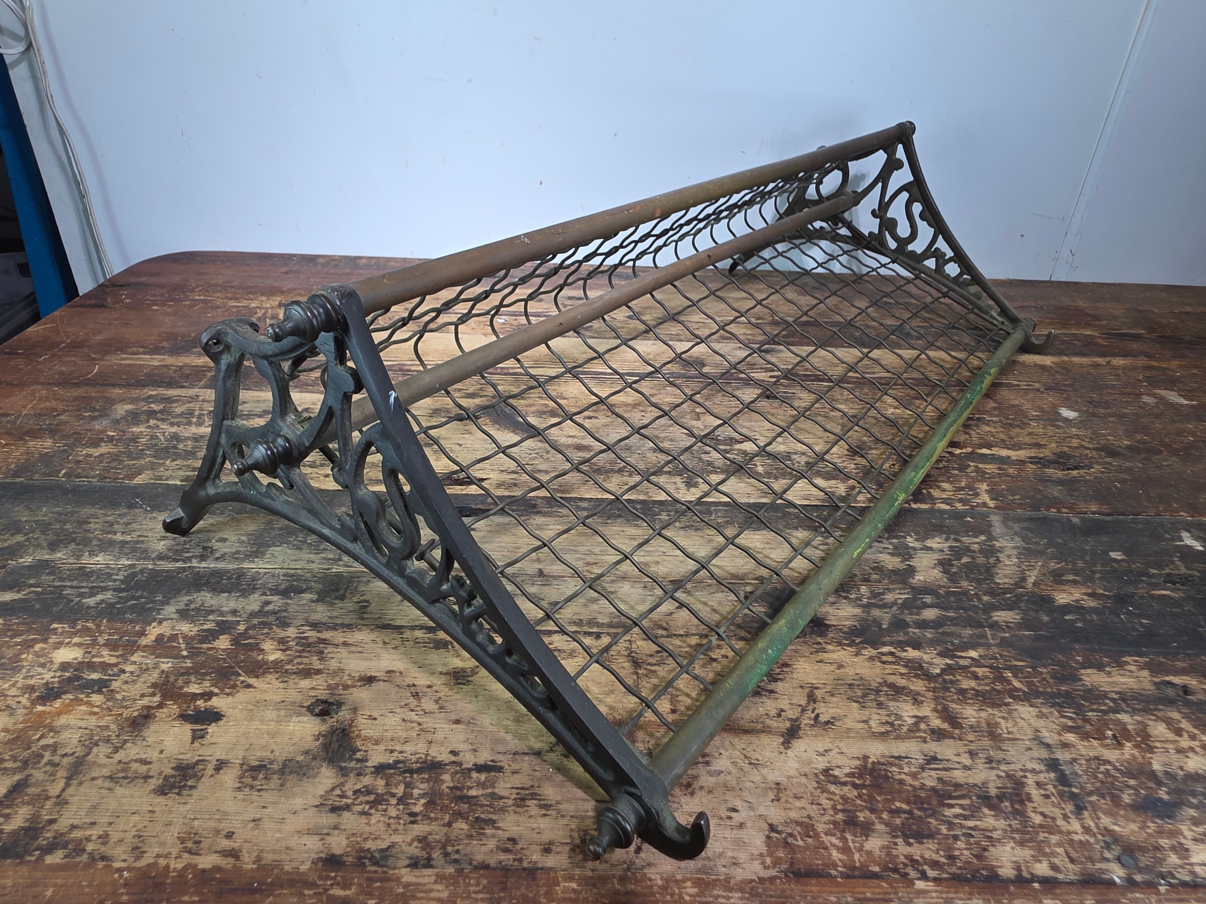 Antique Brass NSW Railway Train Luggage Hat Rack Vintage Industrial Wall Shelf