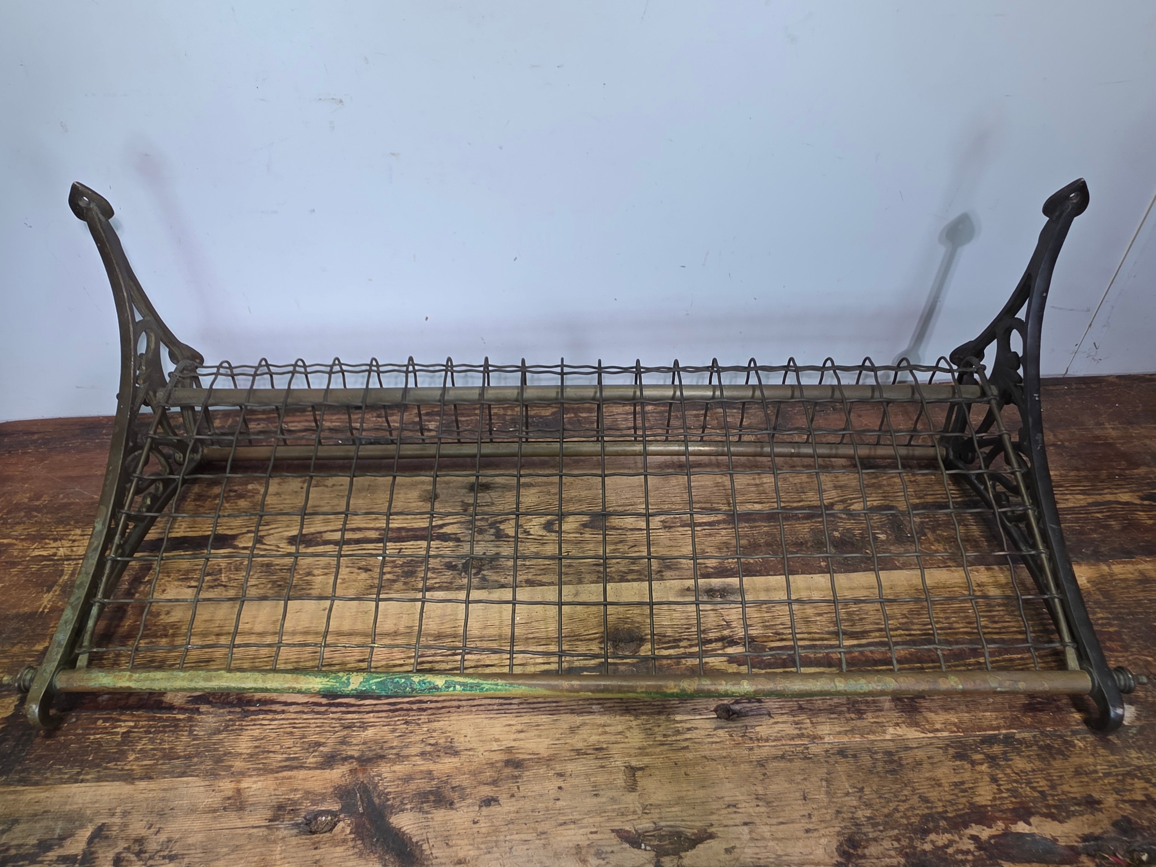 Antique Brass NSW Railway Train Luggage Hat Rack Vintage Industrial Wall Shelf