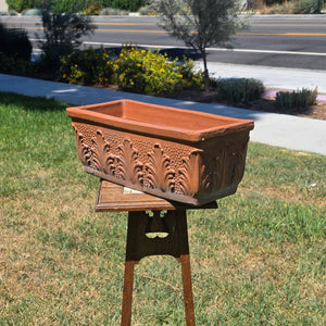 Vintage Italian Terracotta Planter Box Acanthus Leaf Relief Window Trough 18"