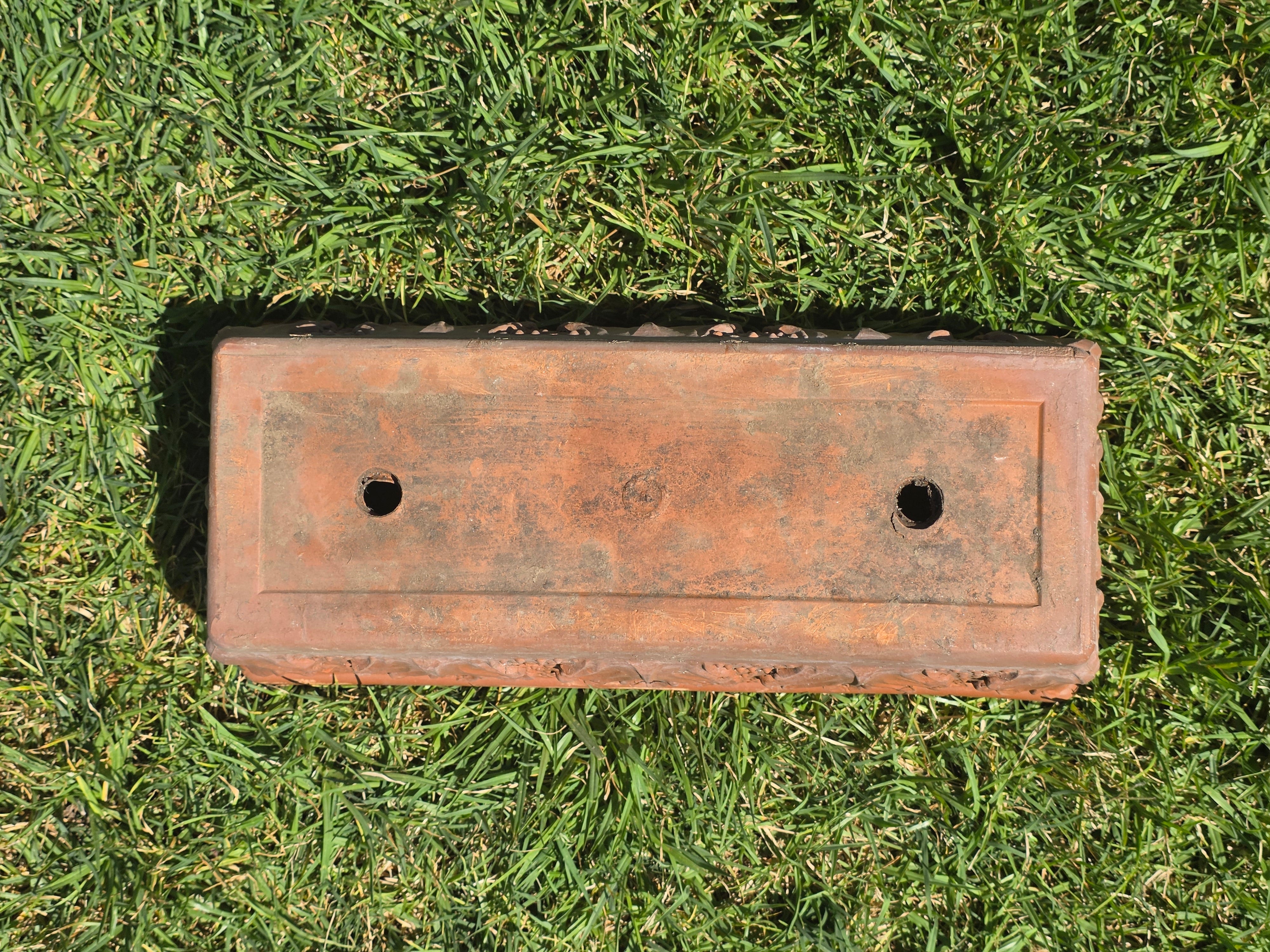 Vintage Italian Terracotta Planter Box Acanthus Leaf Relief Window Trough 18"
