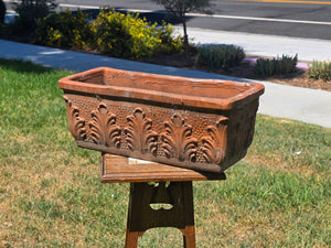 Share Vintage Italian Terracotta Window Box Planter 18" Acanthus Leaf Relief 46cm
