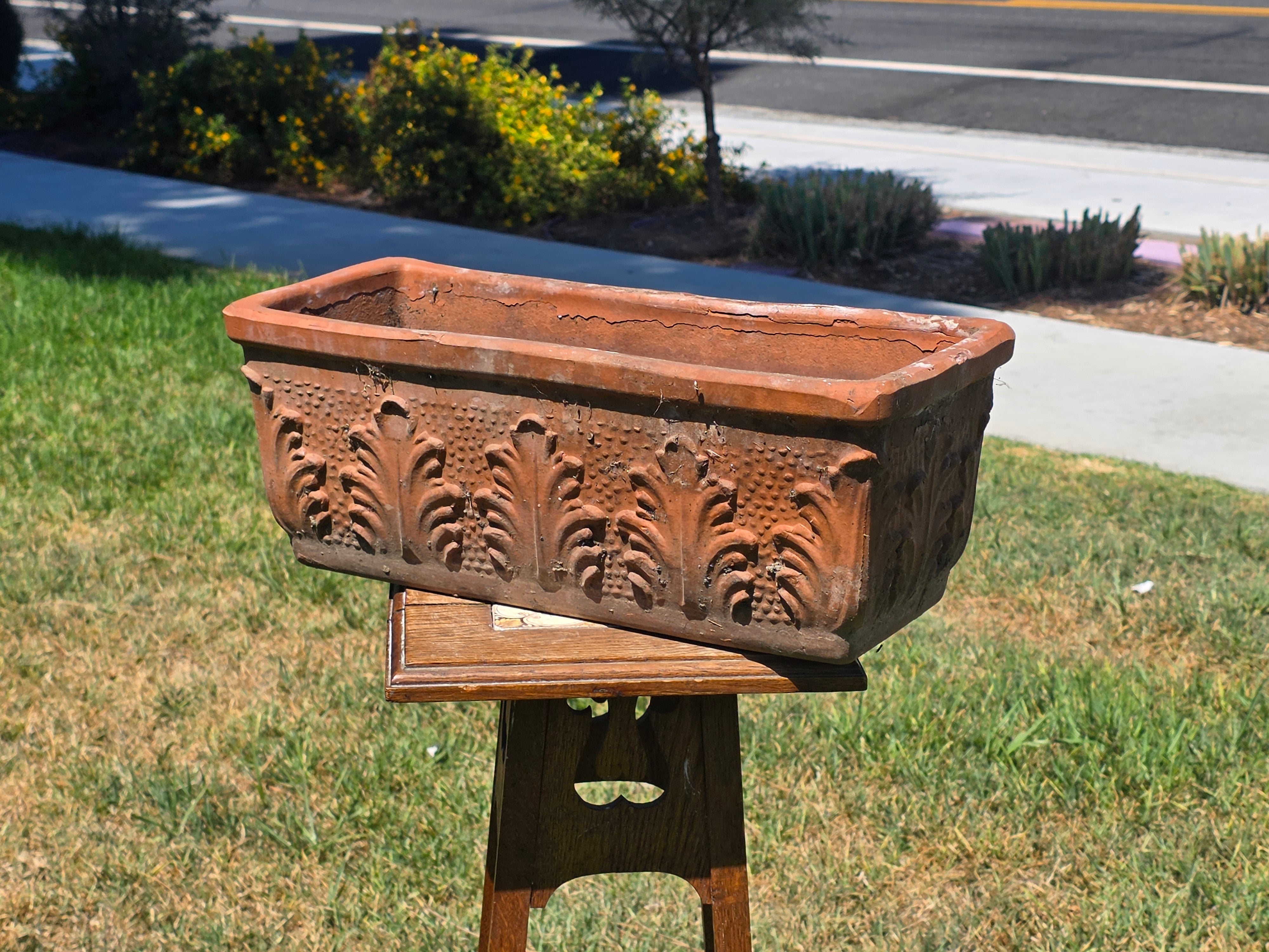Share Vintage Italian Terracotta Window Box Planter 18" Acanthus Leaf Relief 46cm