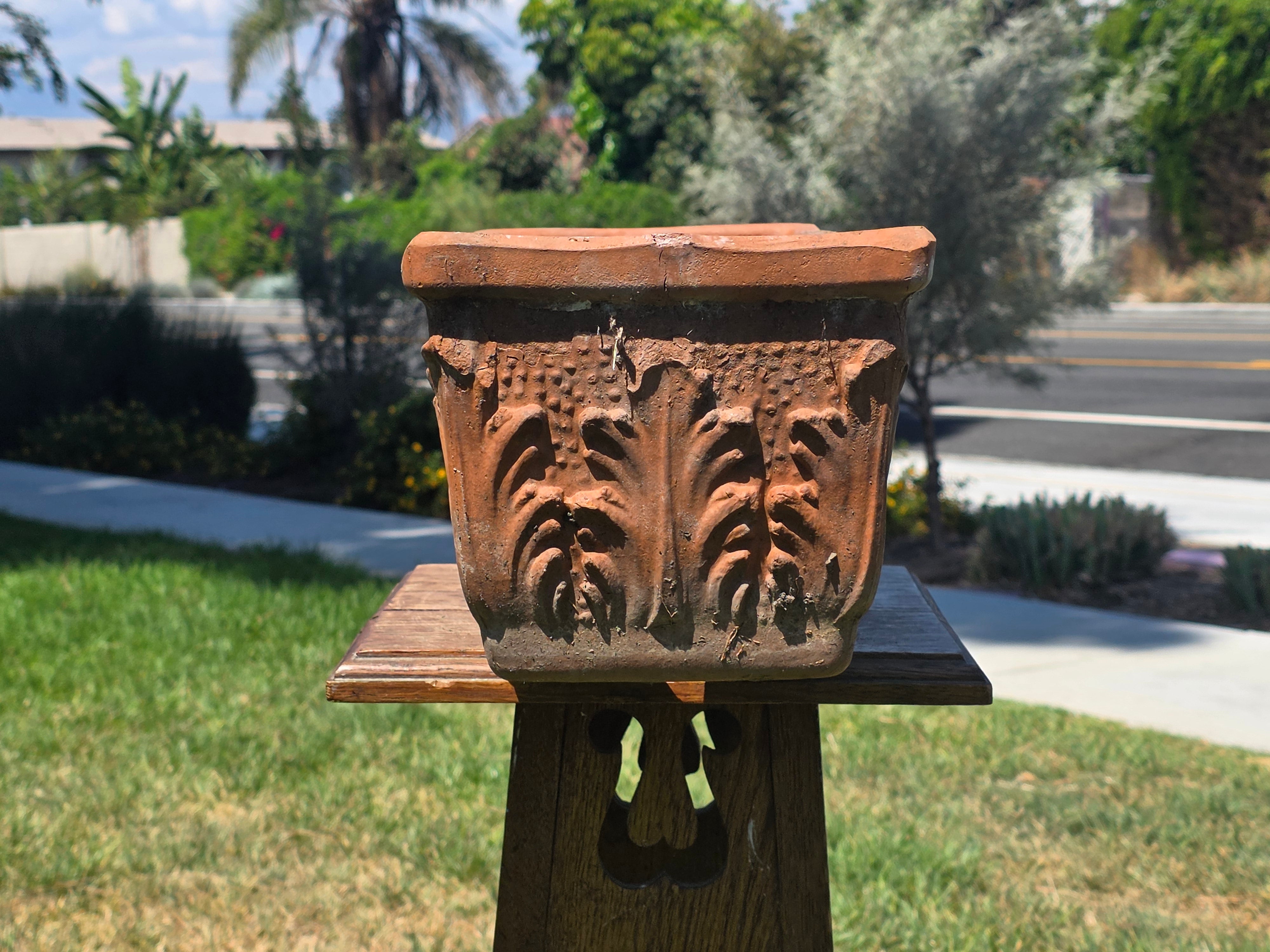 Share Vintage Italian Terracotta Window Box Planter 18" Acanthus Leaf Relief 46cm