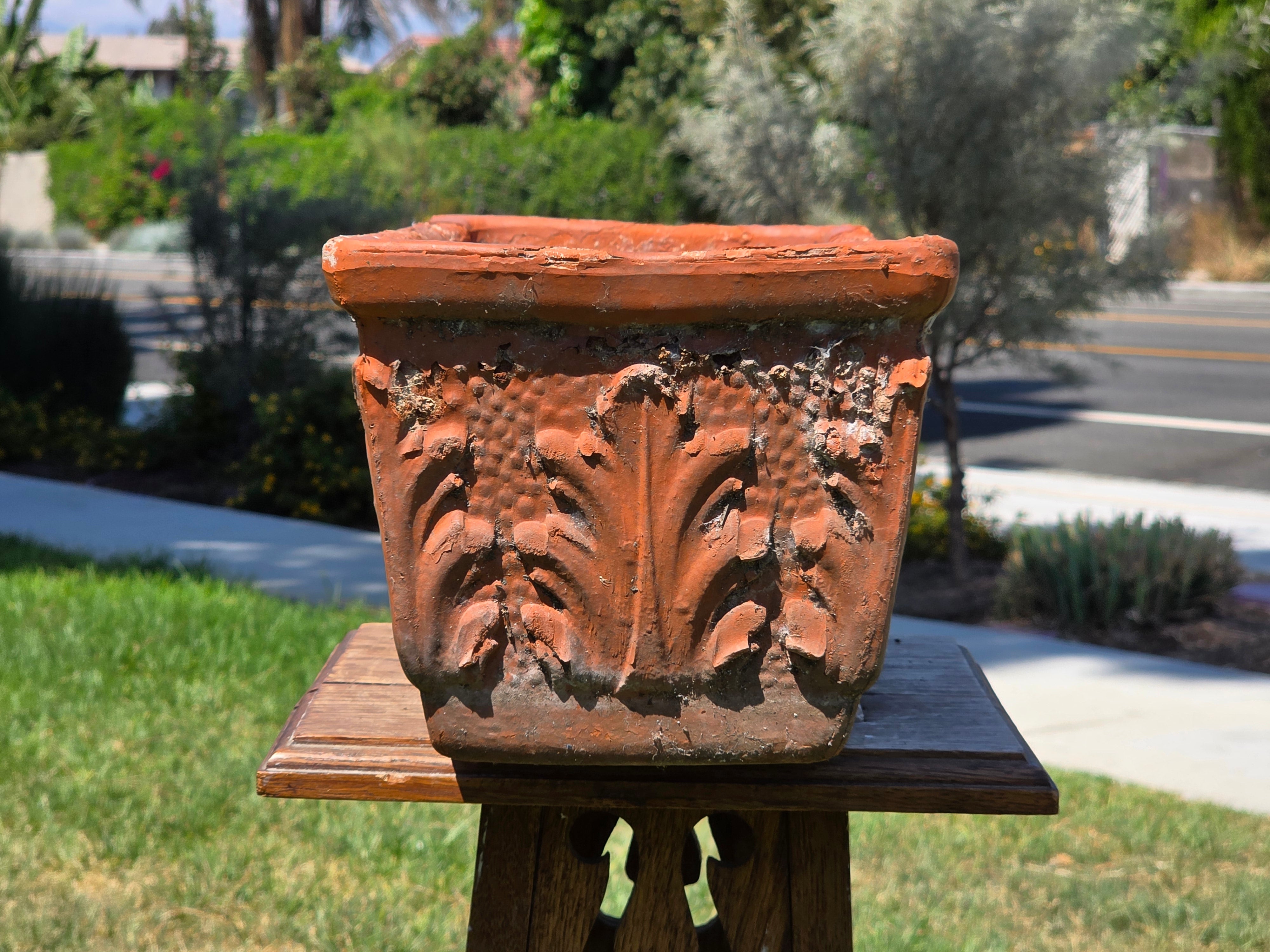 Vintage Vaserie Trevigiane Terracotta Planter Box Italian Acanthus Flower Pot 18"