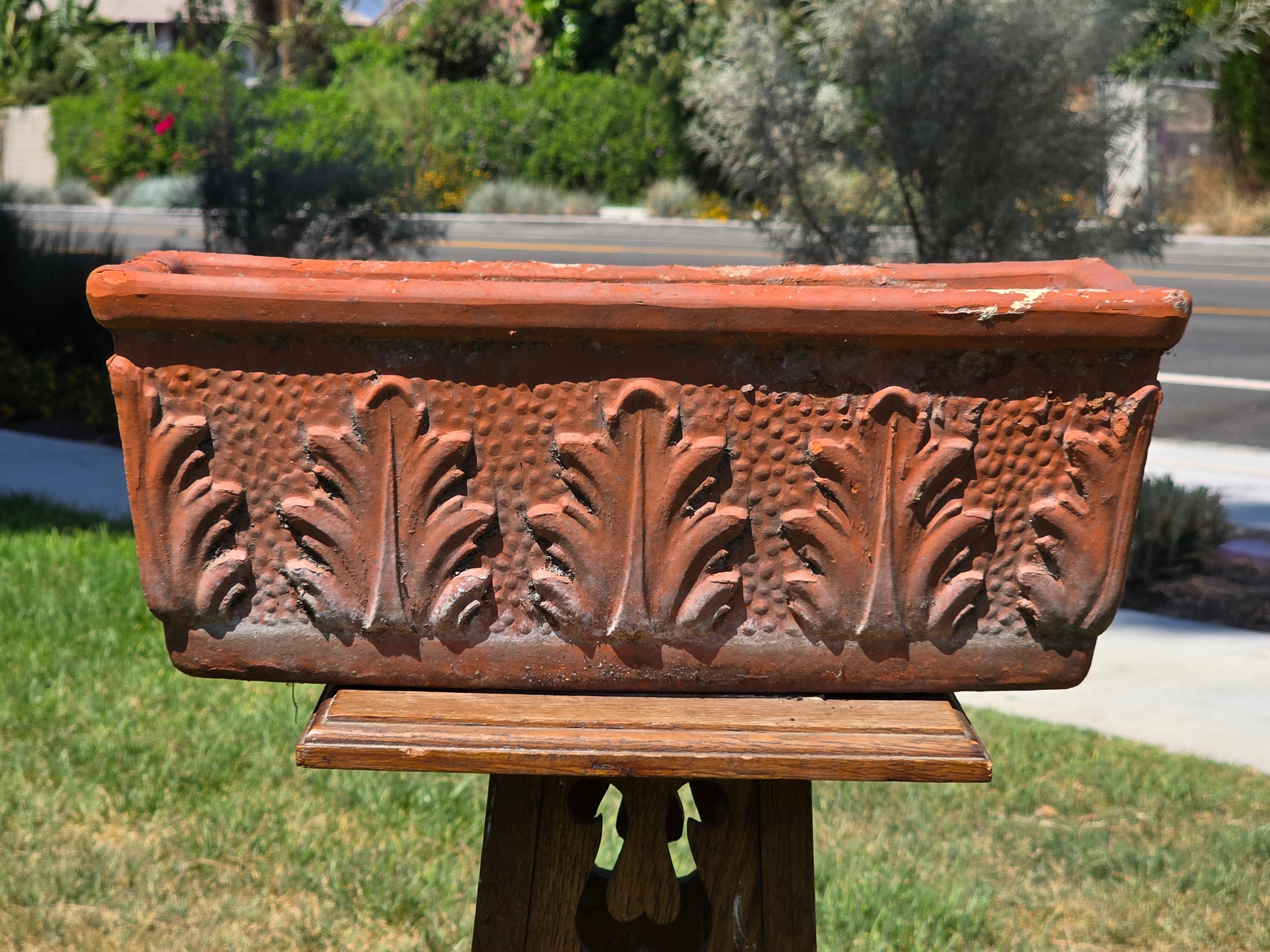 Vintage Vaserie Trevigiane Terracotta Planter Box Italian Acanthus Flower Pot 18"