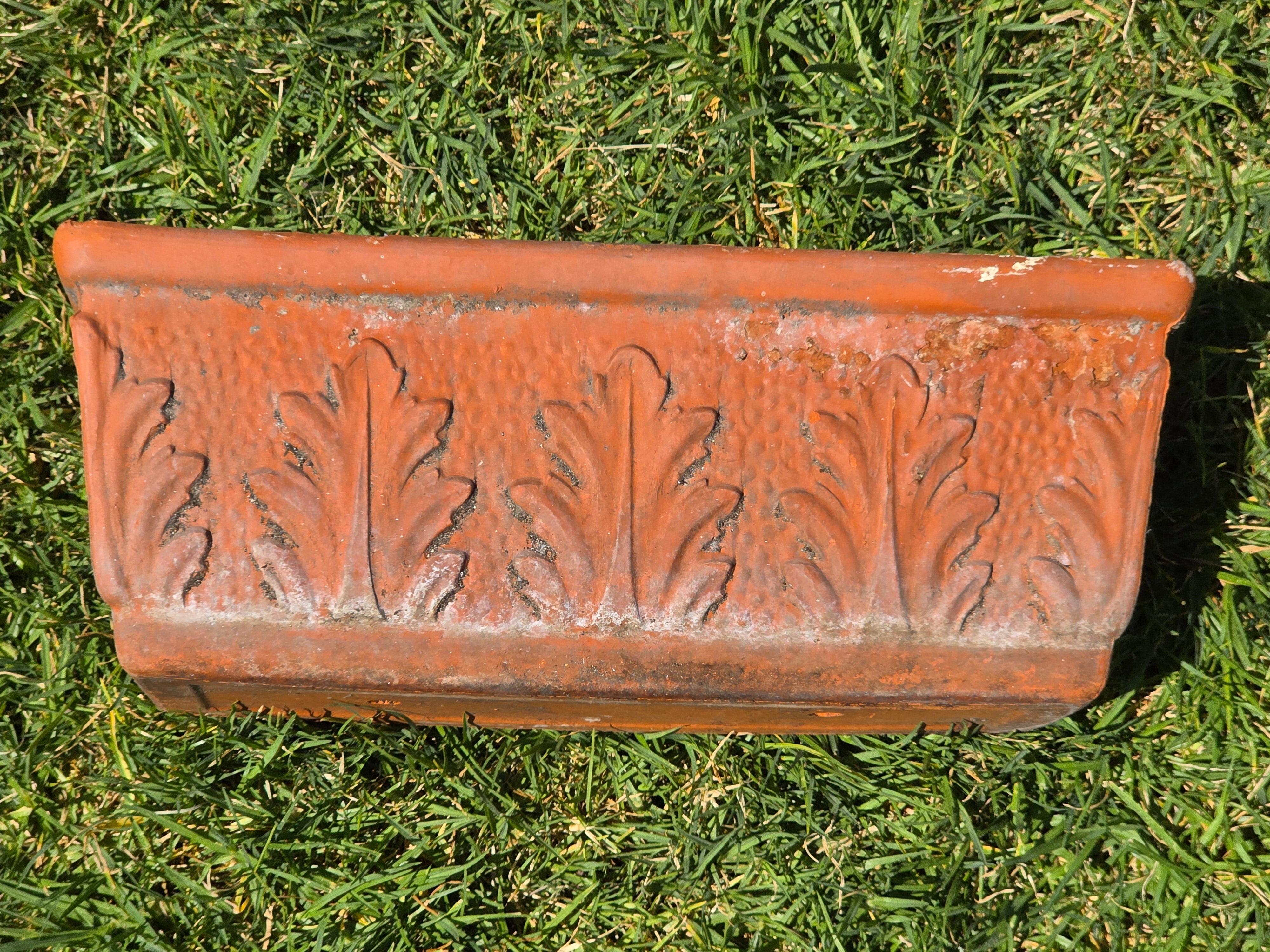 Vintage Vaserie Trevigiane Terracotta Planter Box Italian Acanthus Flower Pot 18"