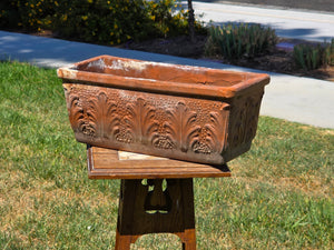 Vintage Italian Terracotta Planter Box Acanthus Leaf Relief Window Trough 16"