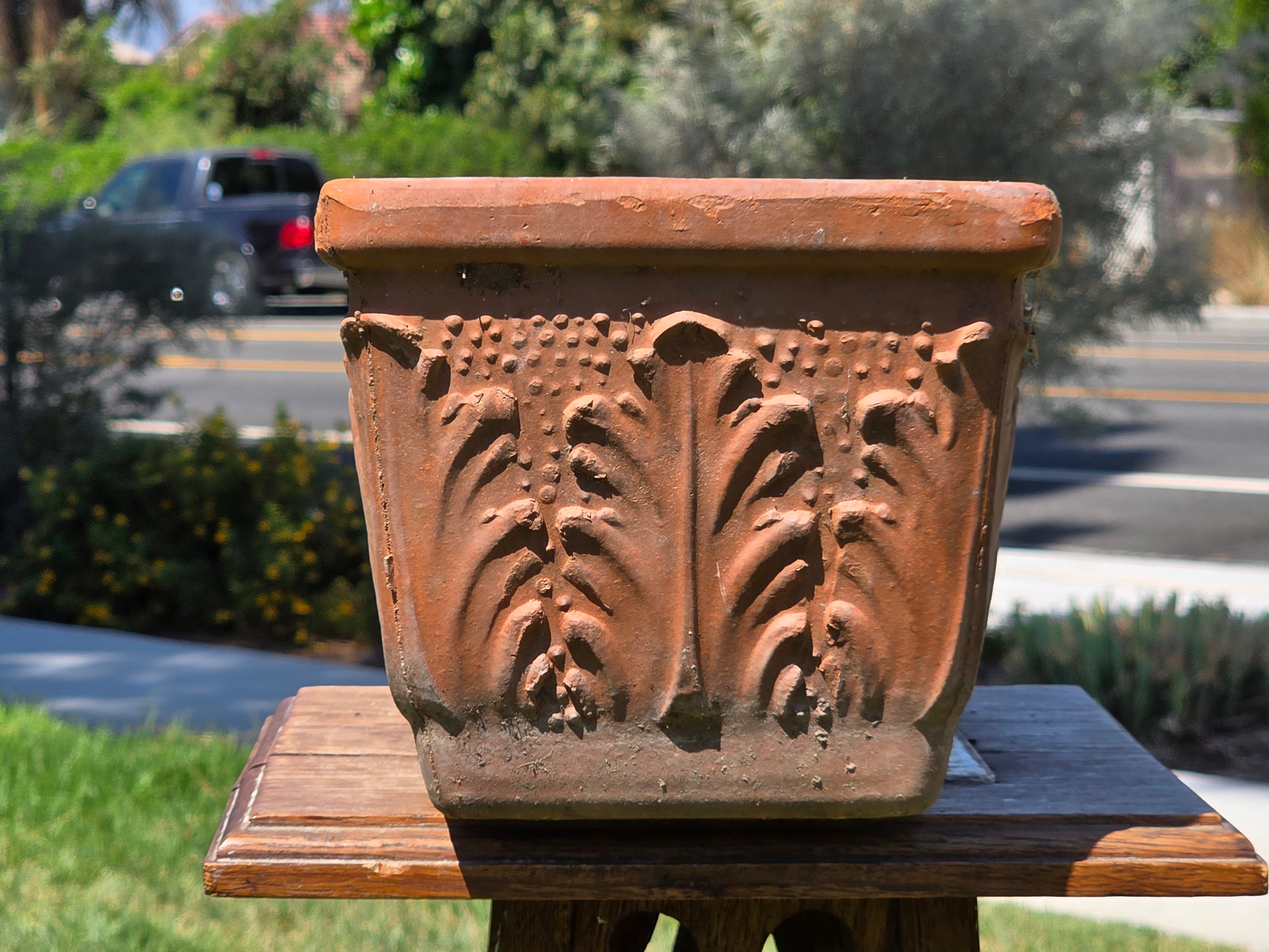 Vintage Italian Terracotta Planter Box Acanthus Leaf Relief Window Trough 16"