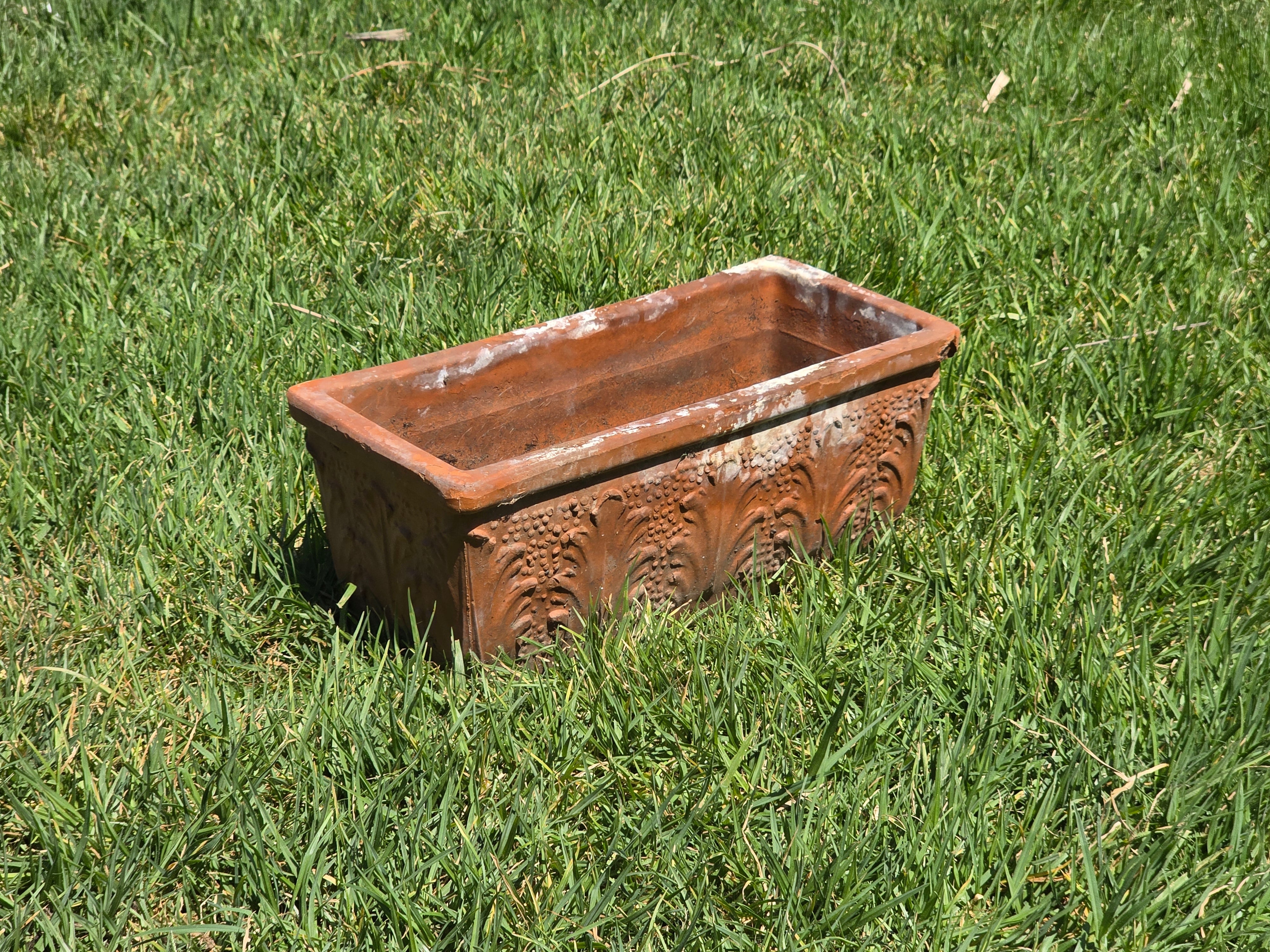 Vintage Italian Terracotta Planter Box Acanthus Leaf Relief Window Trough 16"