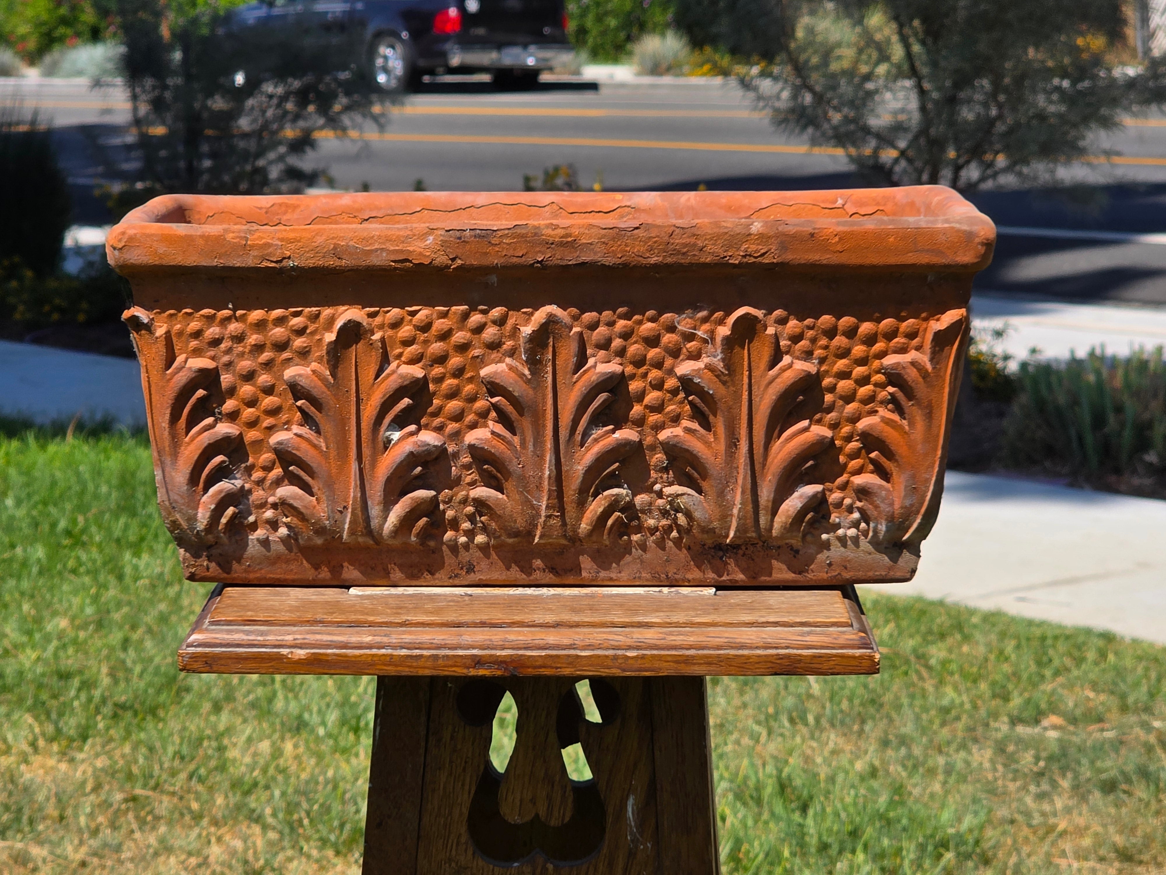 Vintage Vaserie Trevigiane 37 Terracotta Planter Italian Acanthus Box Pot 14"