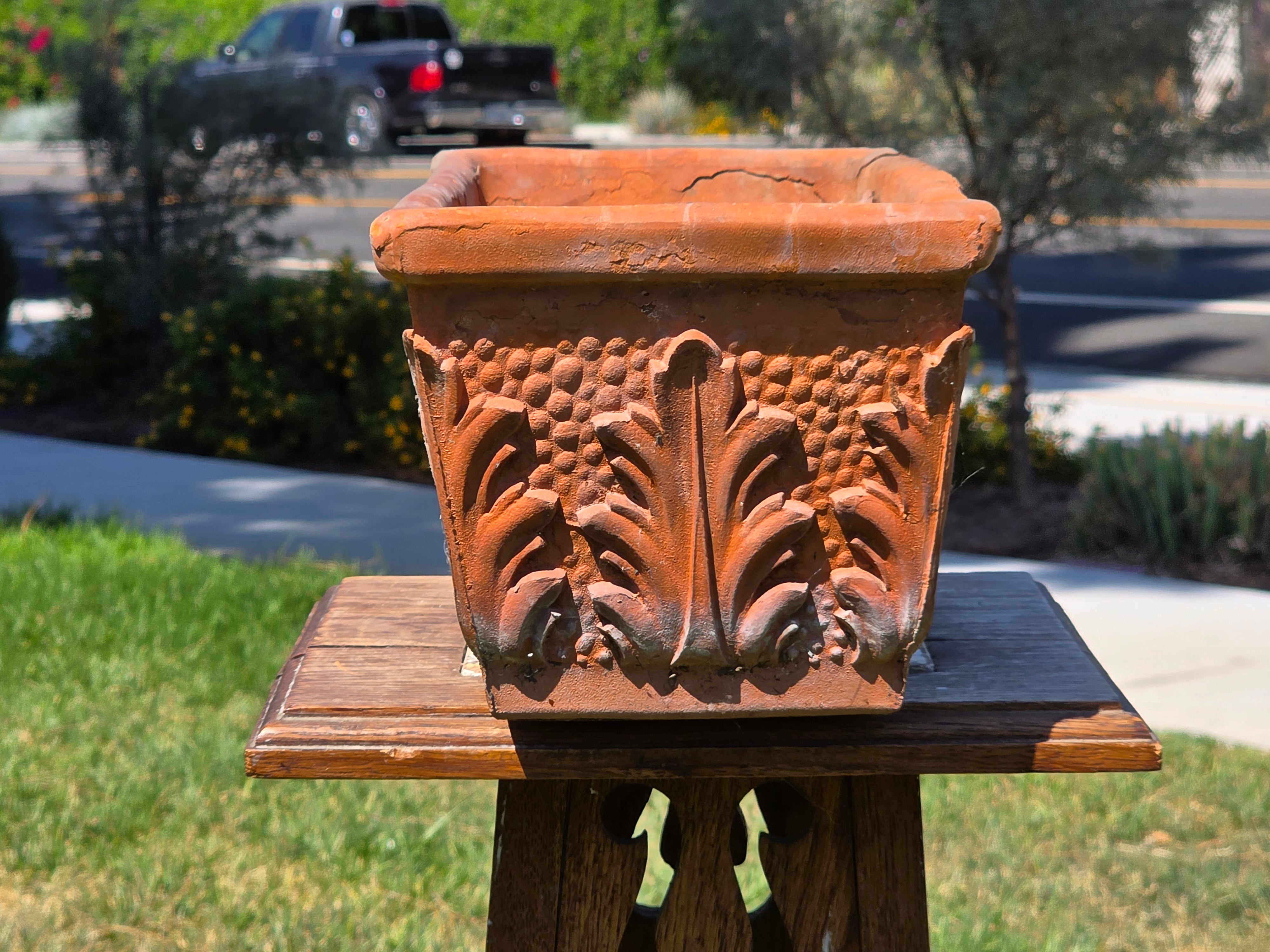 Vintage Vaserie Trevigiane 37 Terracotta Planter Italian Acanthus Box Pot 14"