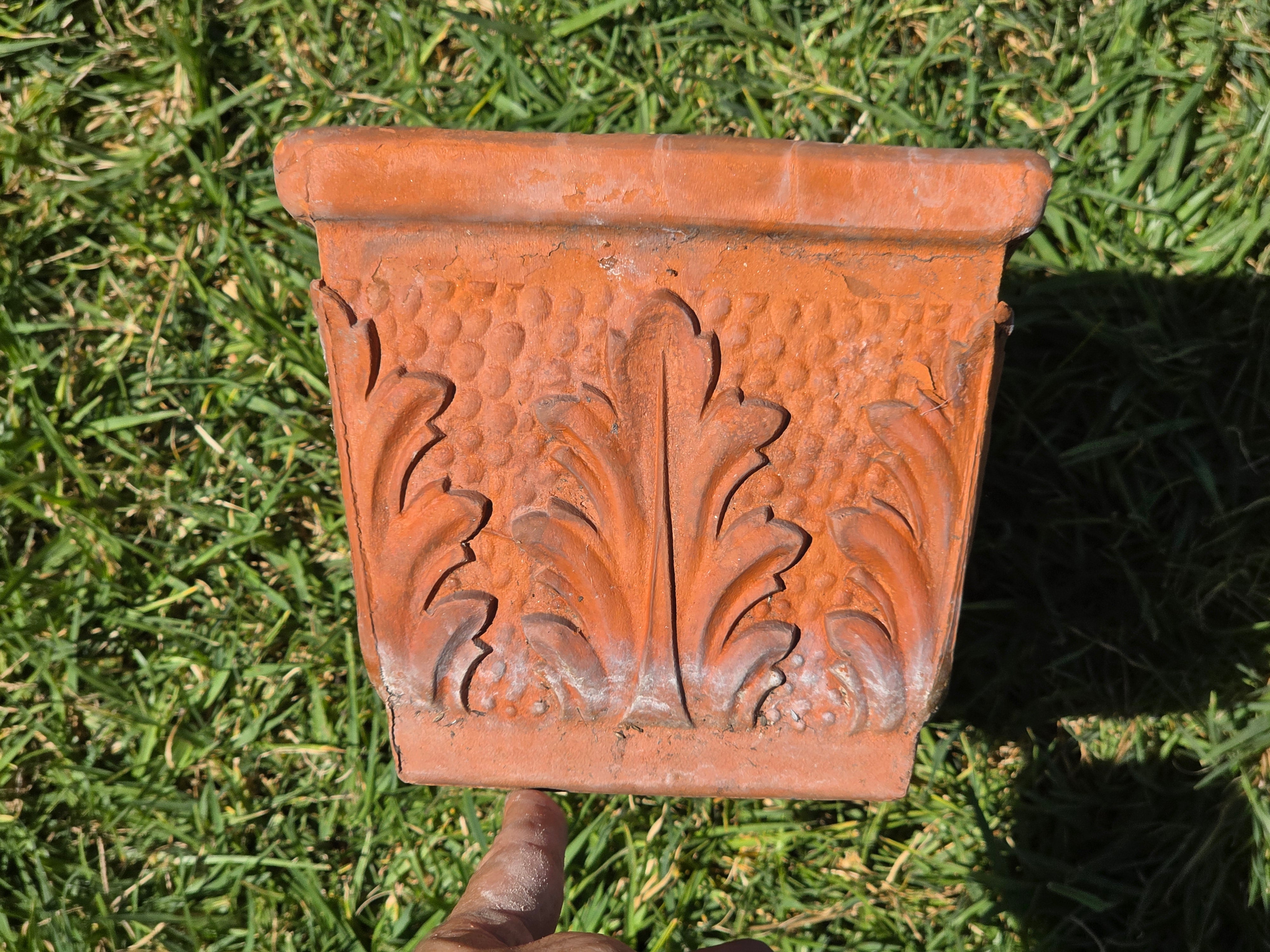 Vintage Vaserie Trevigiane 37 Terracotta Planter Italian Acanthus Box Pot 14"