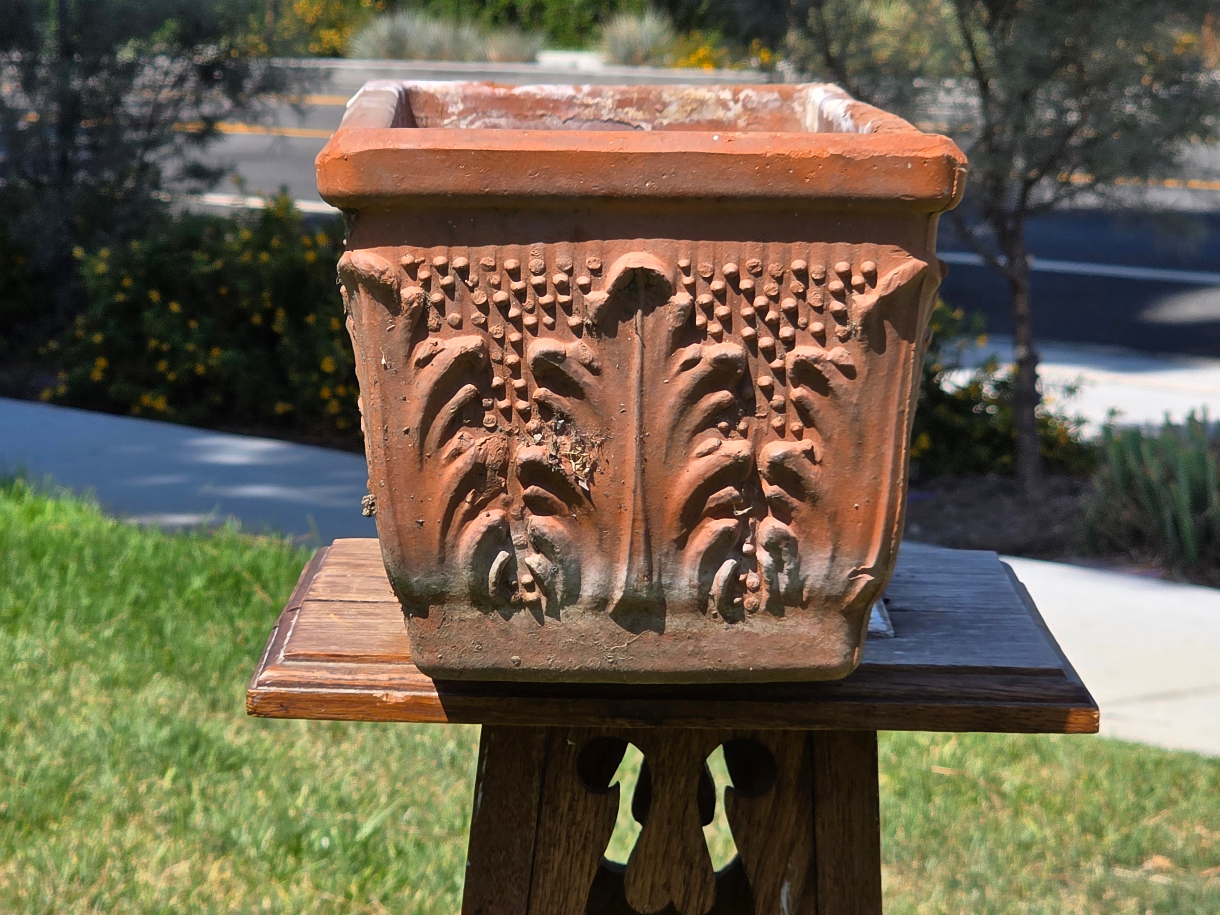 Vintage Italian Terracotta Planter Box Acanthus Leaf Relief Window Trough 18"