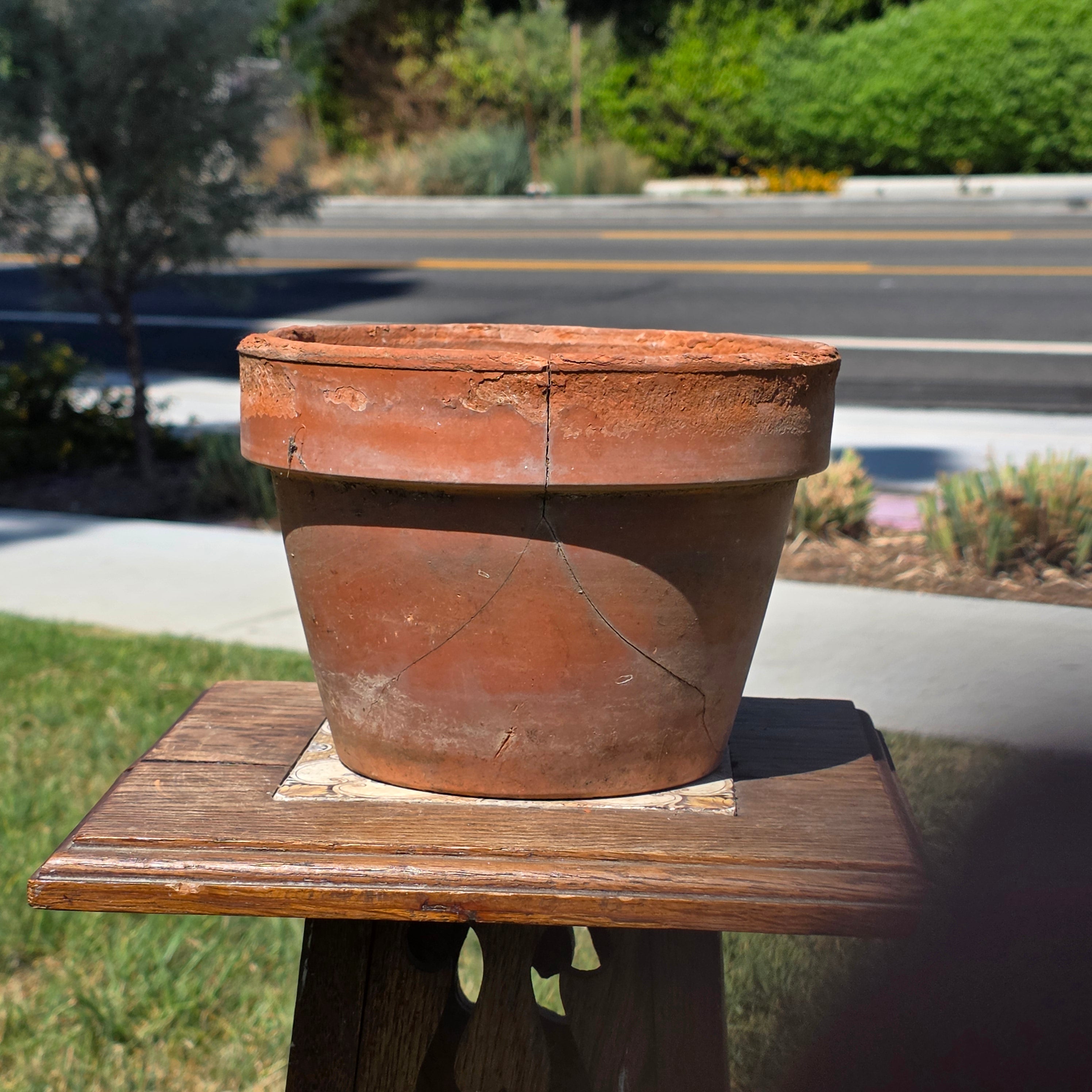 Vintage Terracotta Planter Pot Italy Vaserie Trevigiane Rustic Weathered Cracked