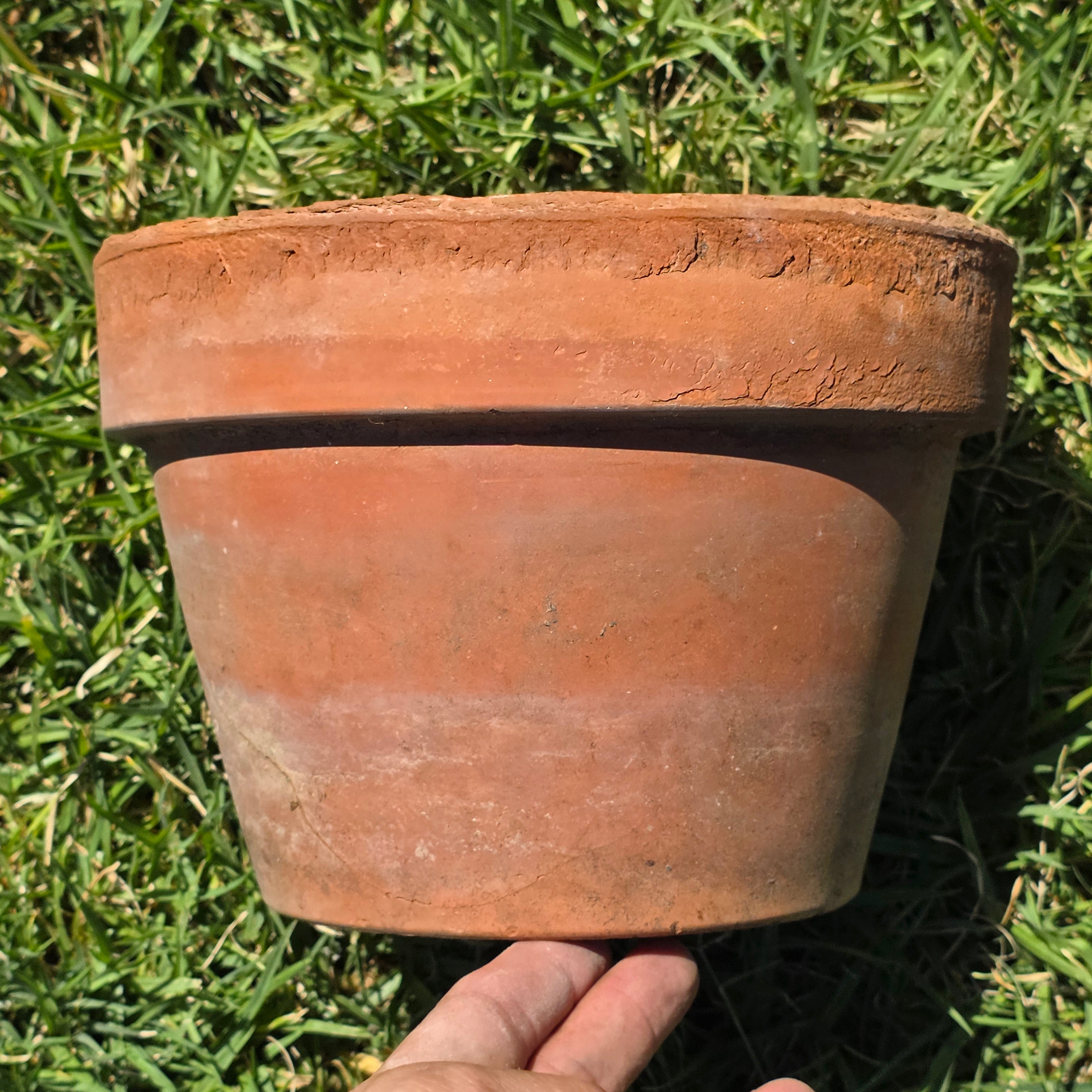 Vintage Terracotta Planter Pot Italy Vaserie Trevigiane Rustic Weathered Cracked