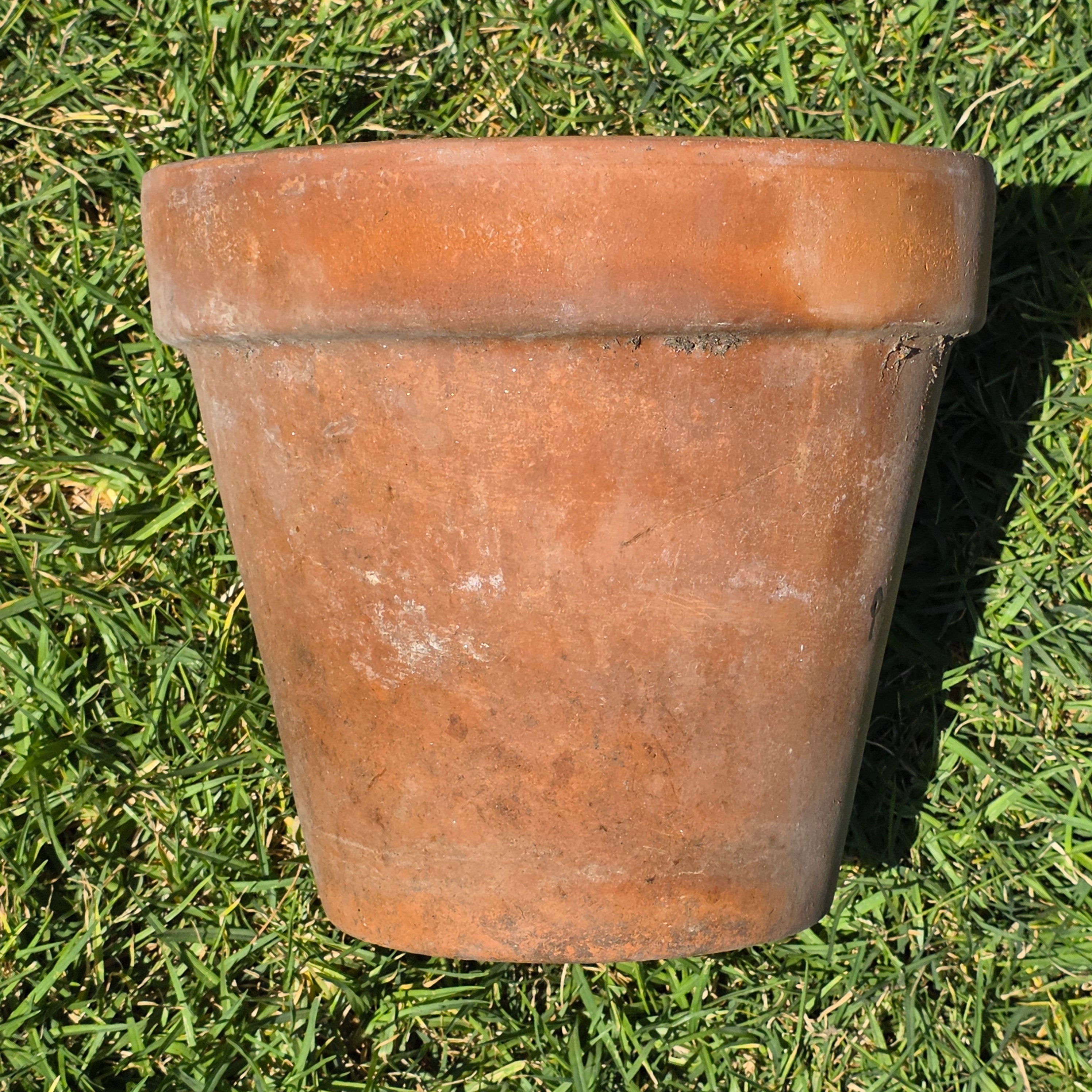 Vintage Italian Terracotta Plant Pot 10" Standard Clay Planter Garden Patina