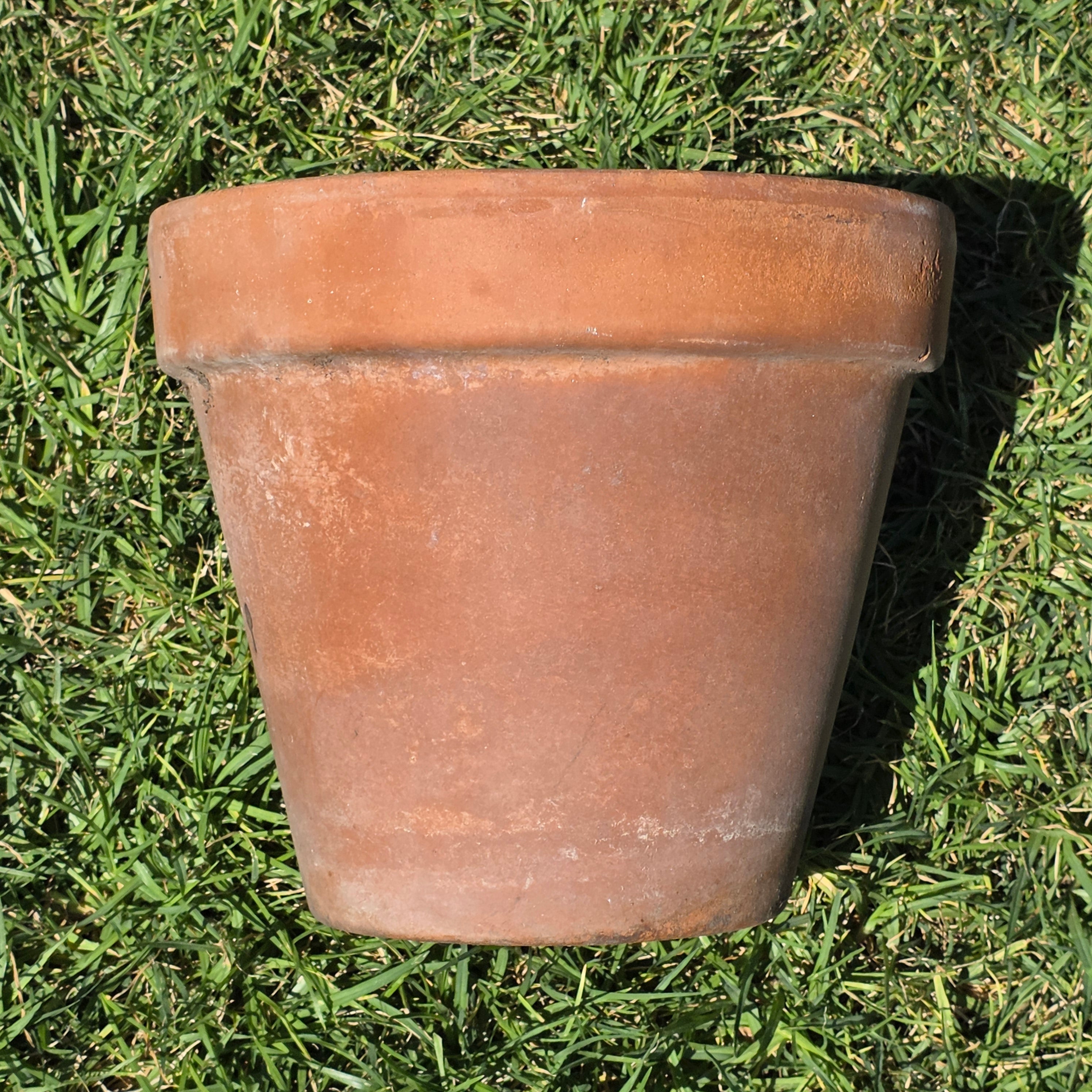 Vintage Italian Terracotta Plant Pot 10" Standard Clay Planter Garden Patina