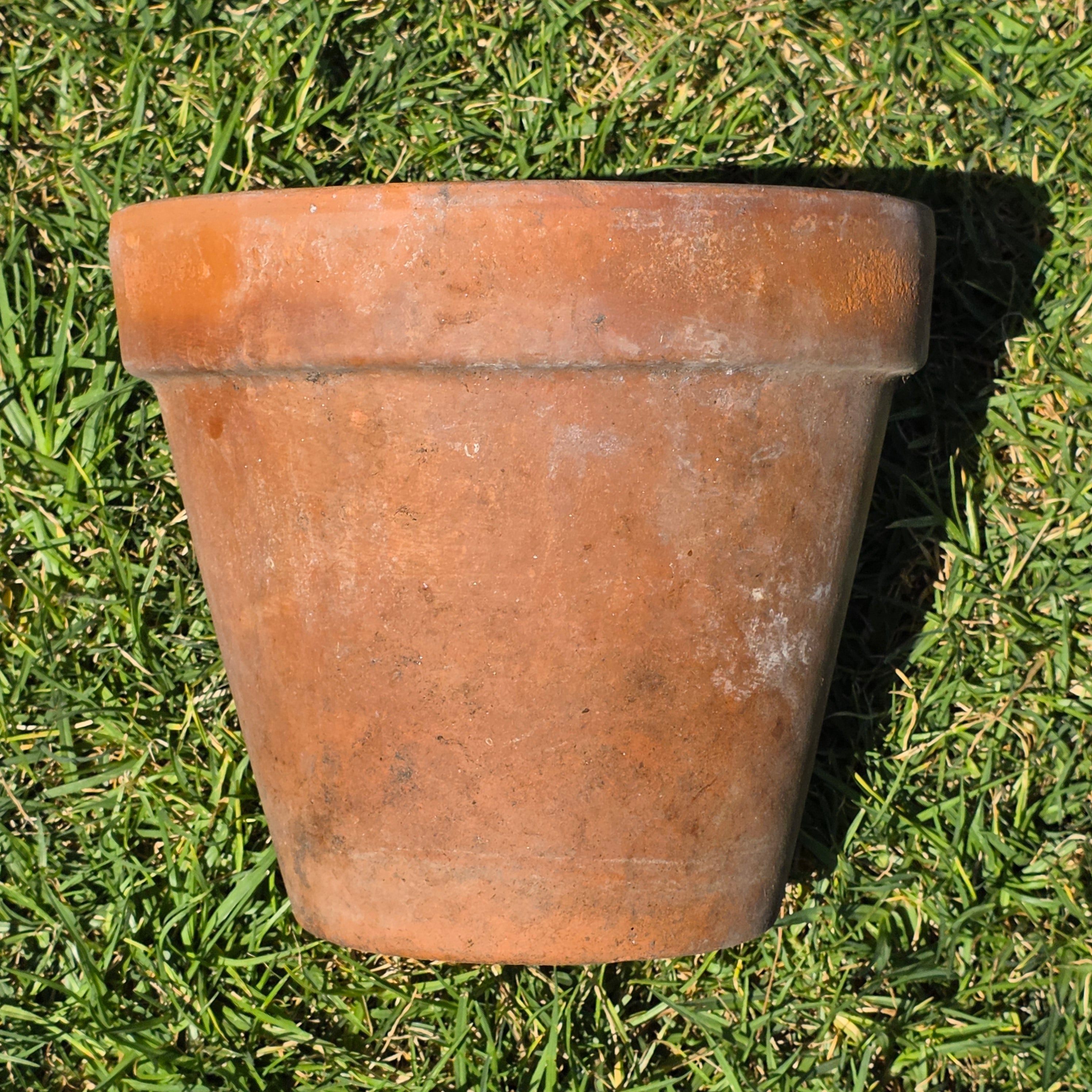 Vintage Italian Terracotta Plant Pot 10" Standard Clay Planter Garden Patina