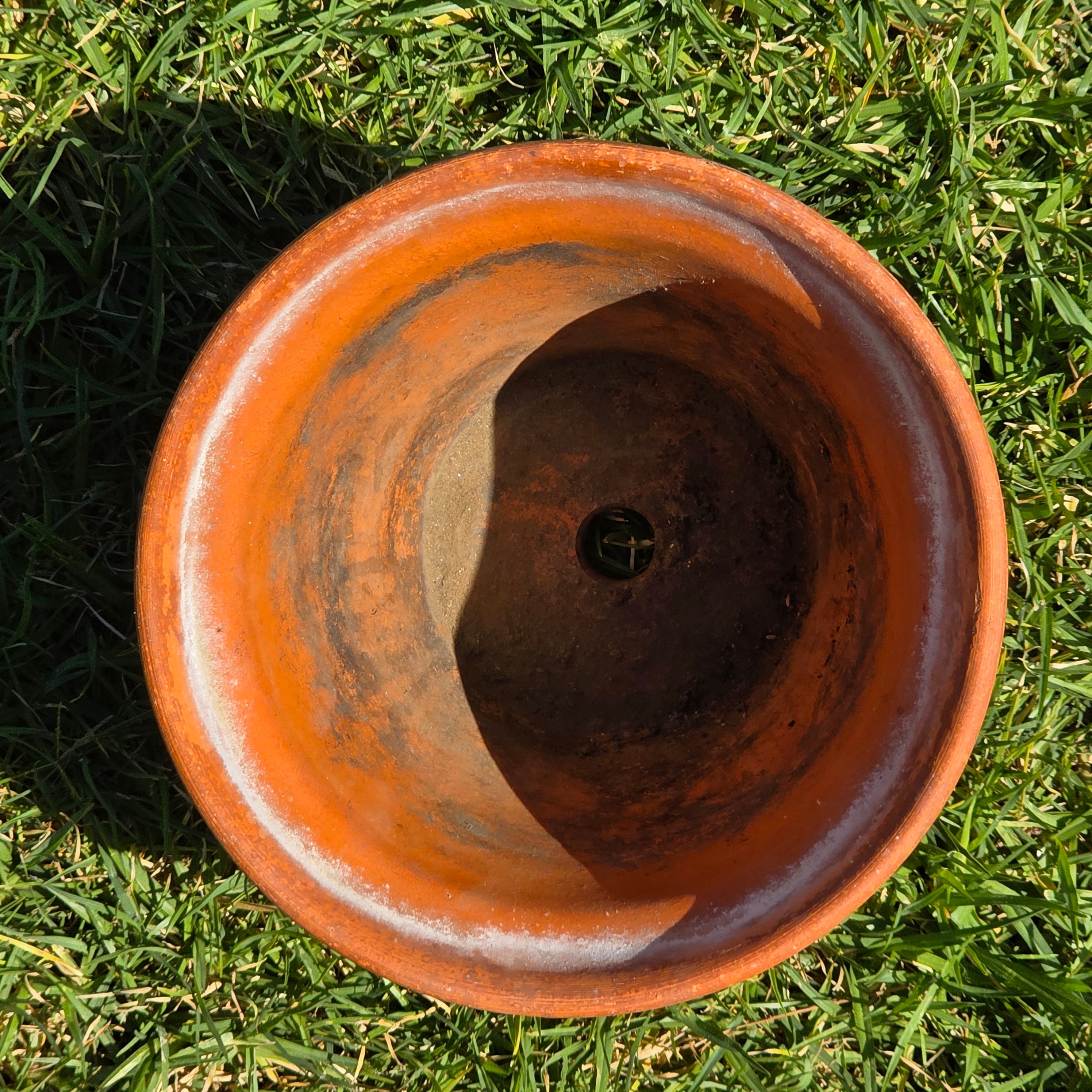 Vintage Oaxaca Style Mexican Terracotta Planter Hand Etched Clay Pot Folk Art 8.5"