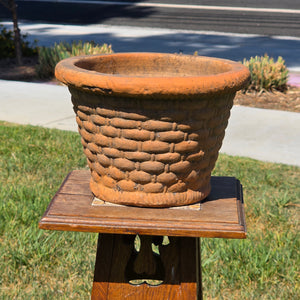 Vintage Terracotta Planter Basketweave Clay Pot Rope Rim Garden Rustic Heavy 11"