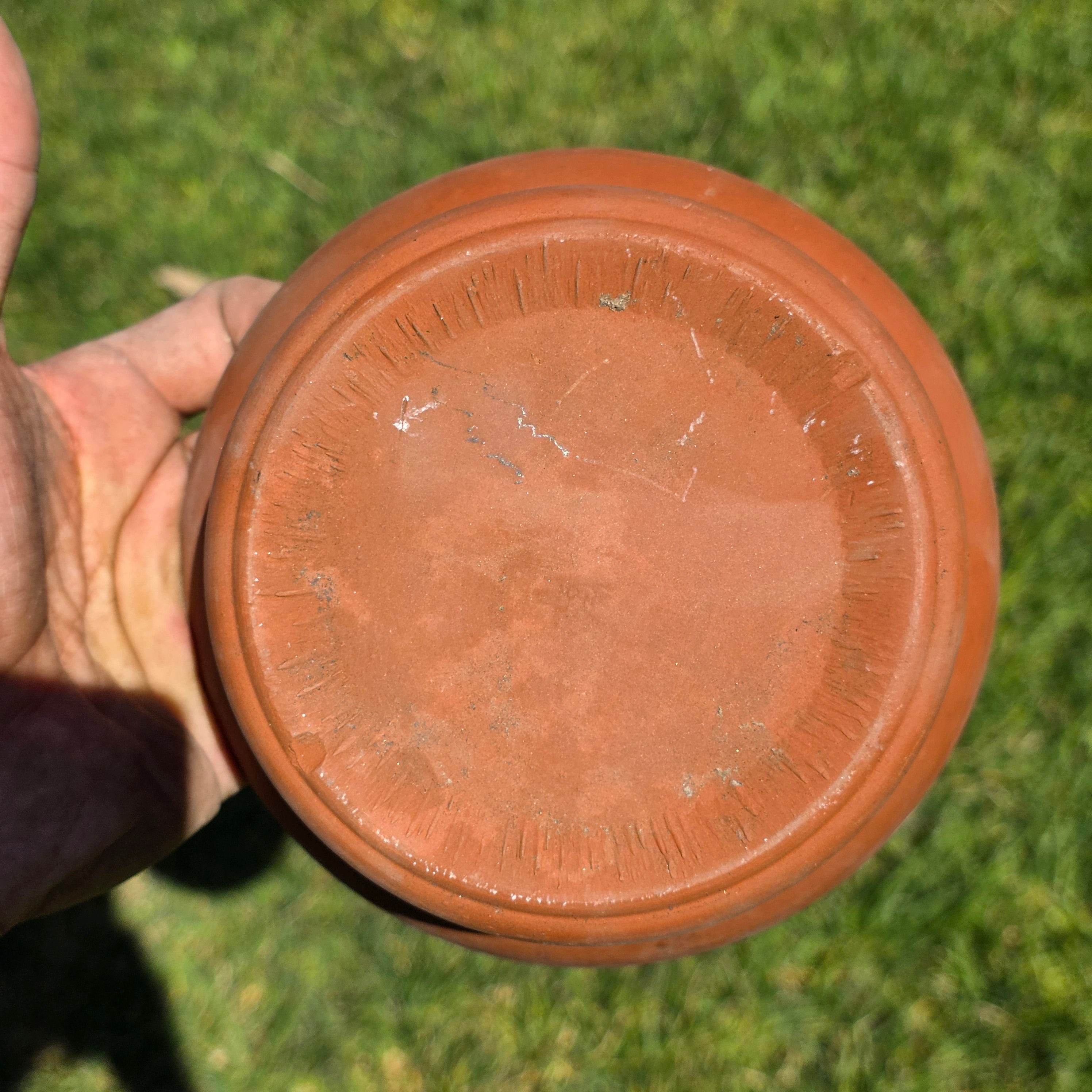 Vintage Greek Key Terracotta Candle Holder Planter Pot Cactus Succulent Clay 6"
