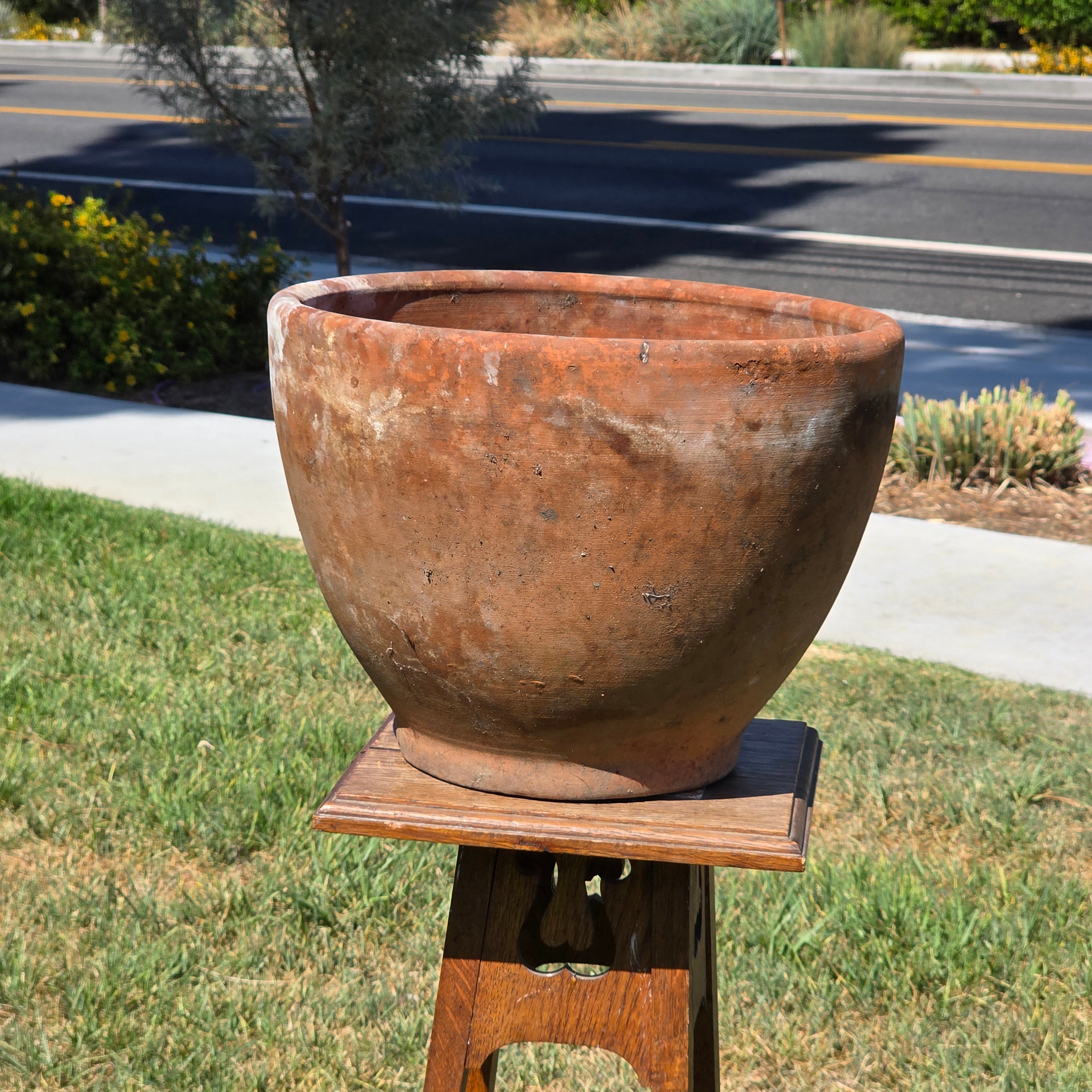 Vintage Terracotta Planter Pot Large 14" Rustic Weathered Clay Garden Flower