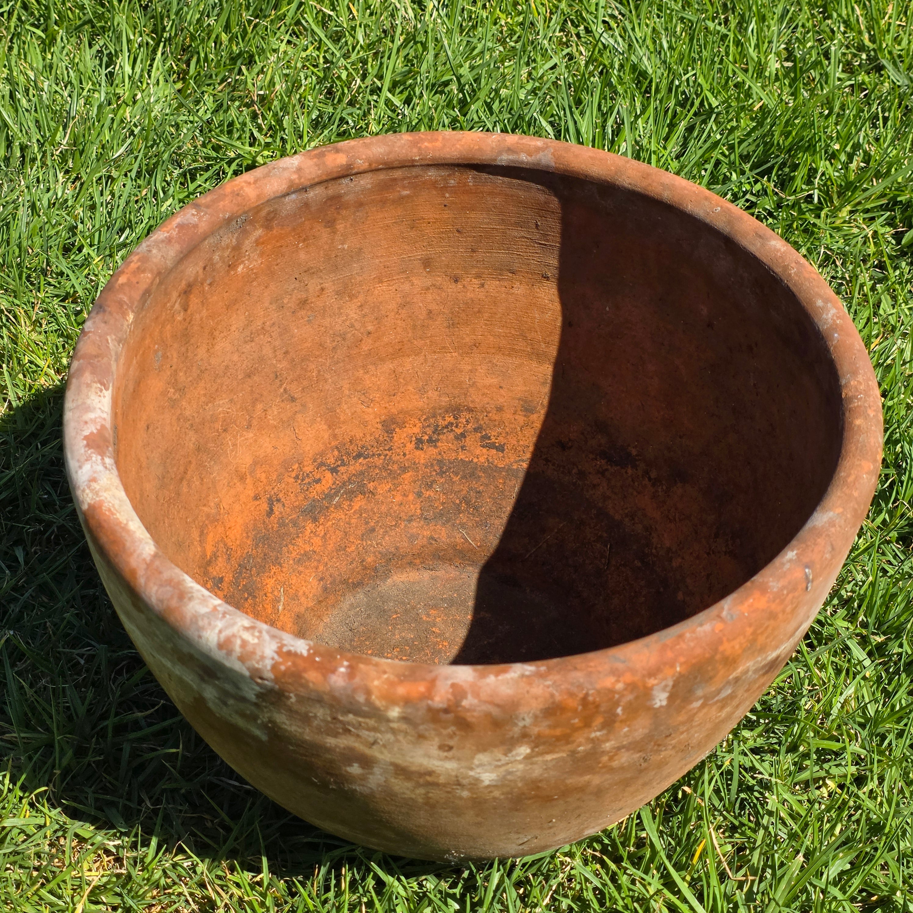 Vintage Terracotta Planter Pot Large 14" Rustic Weathered Clay Garden Flower