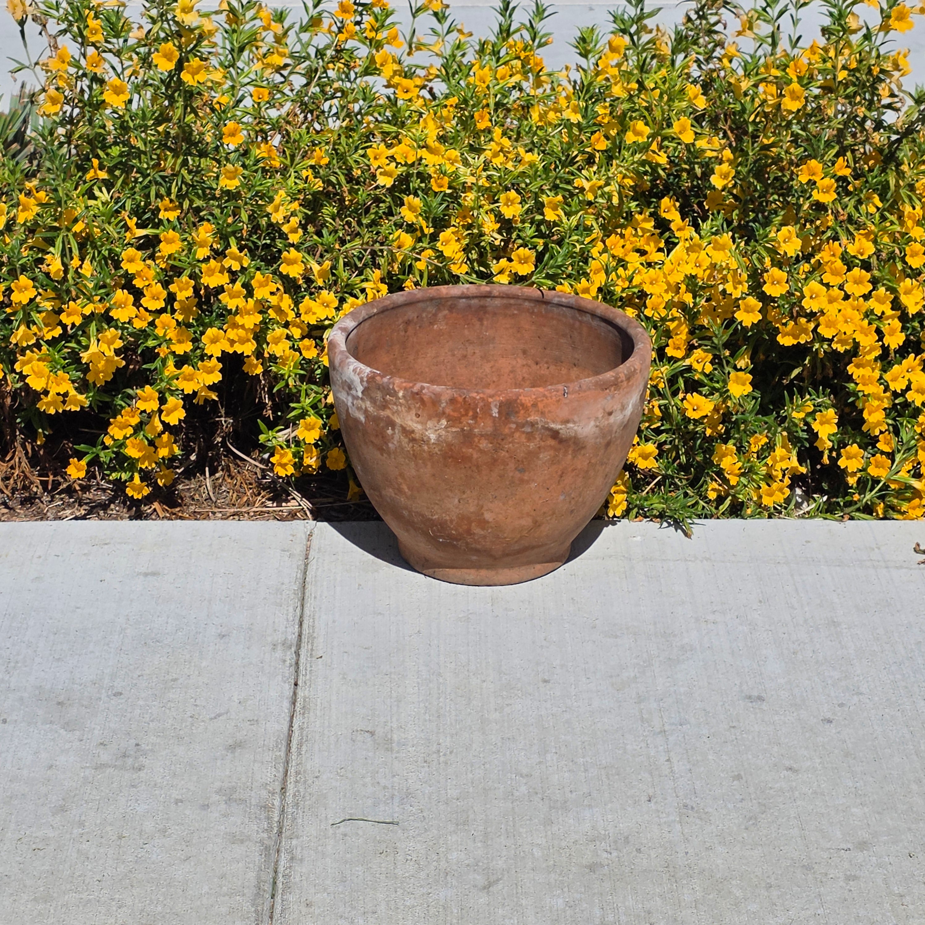 Vintage Terracotta Planter Pot Large 14" Rustic Weathered Clay Garden Flower