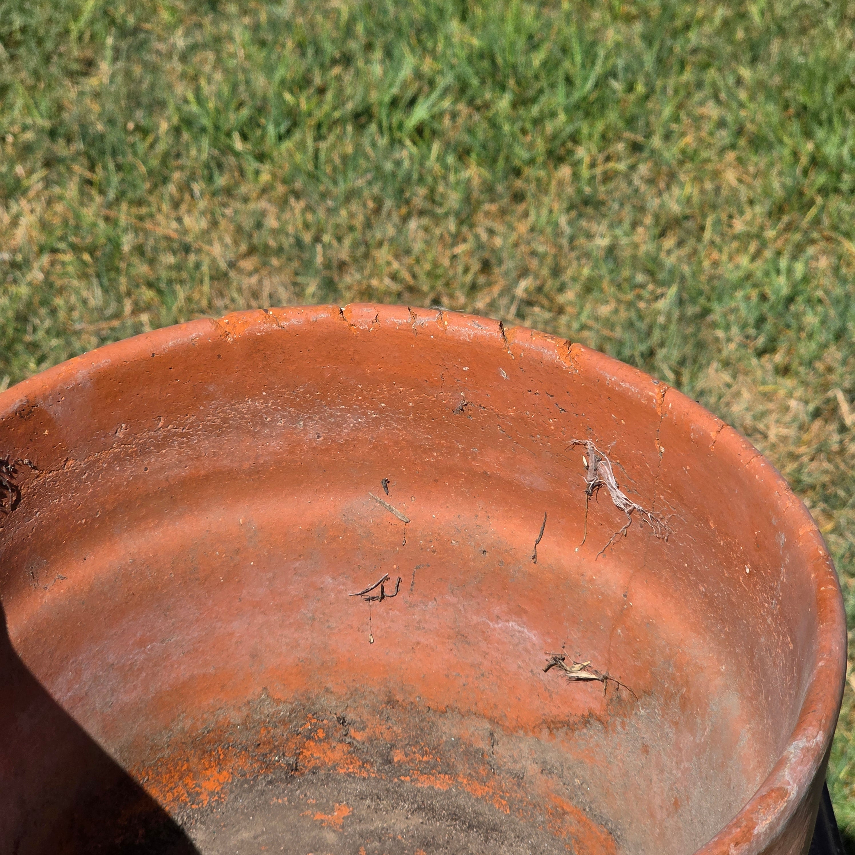 Vintage Terracotta Planter 10" Rustic Clay Flower Pot Aged Garden Patina Shallow